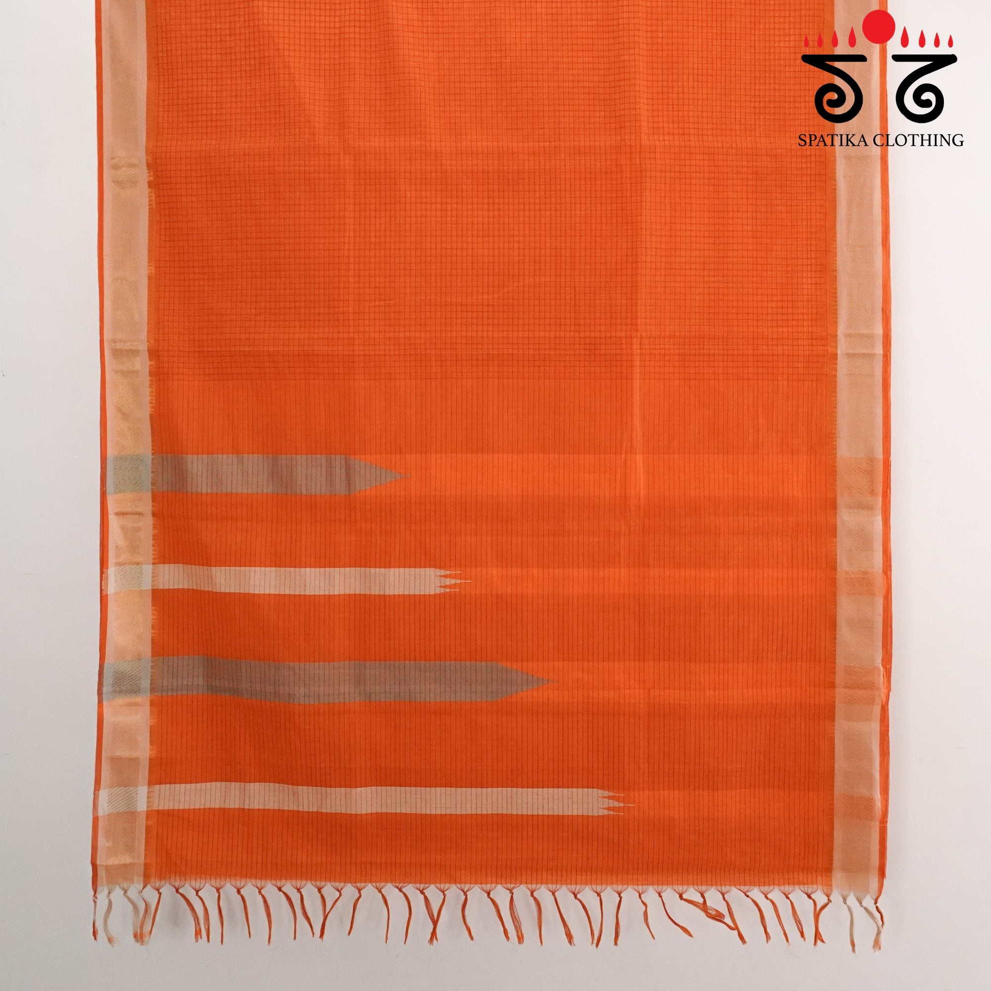 Orange Andhra Handwoven Cotton Saree