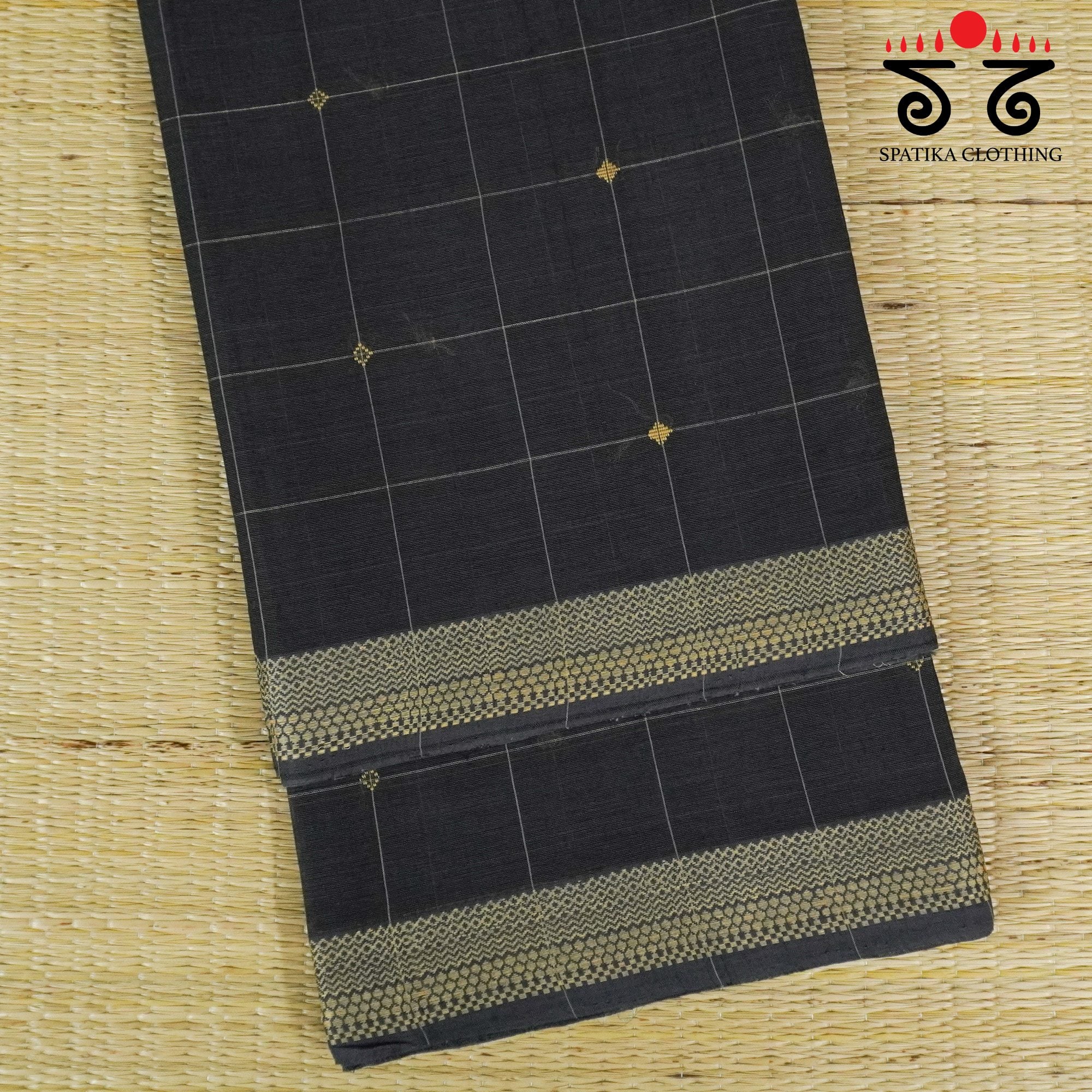 Black Andhra Handwoven Cotton Saree