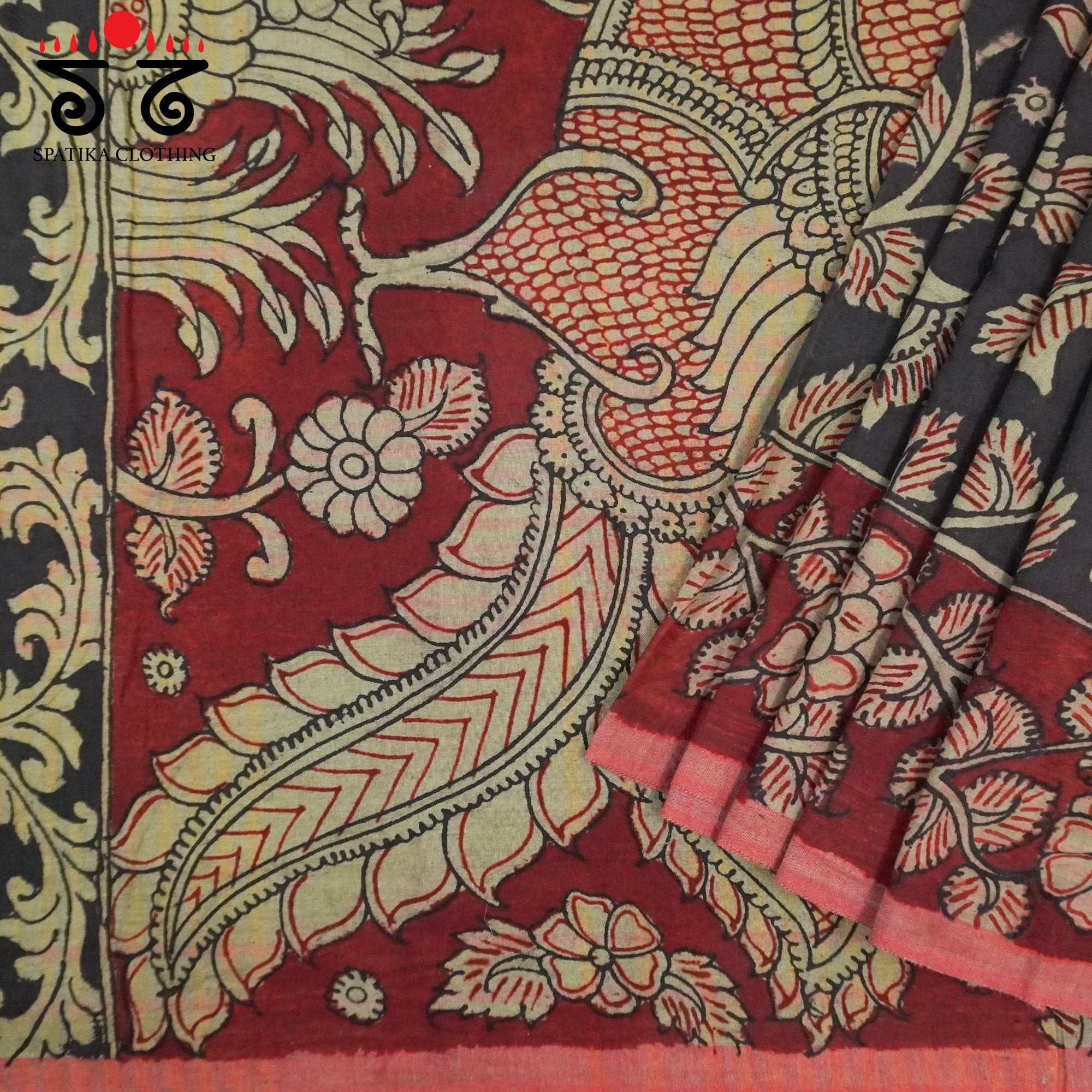 Pen Kalamkari Handspun Cotton Saree