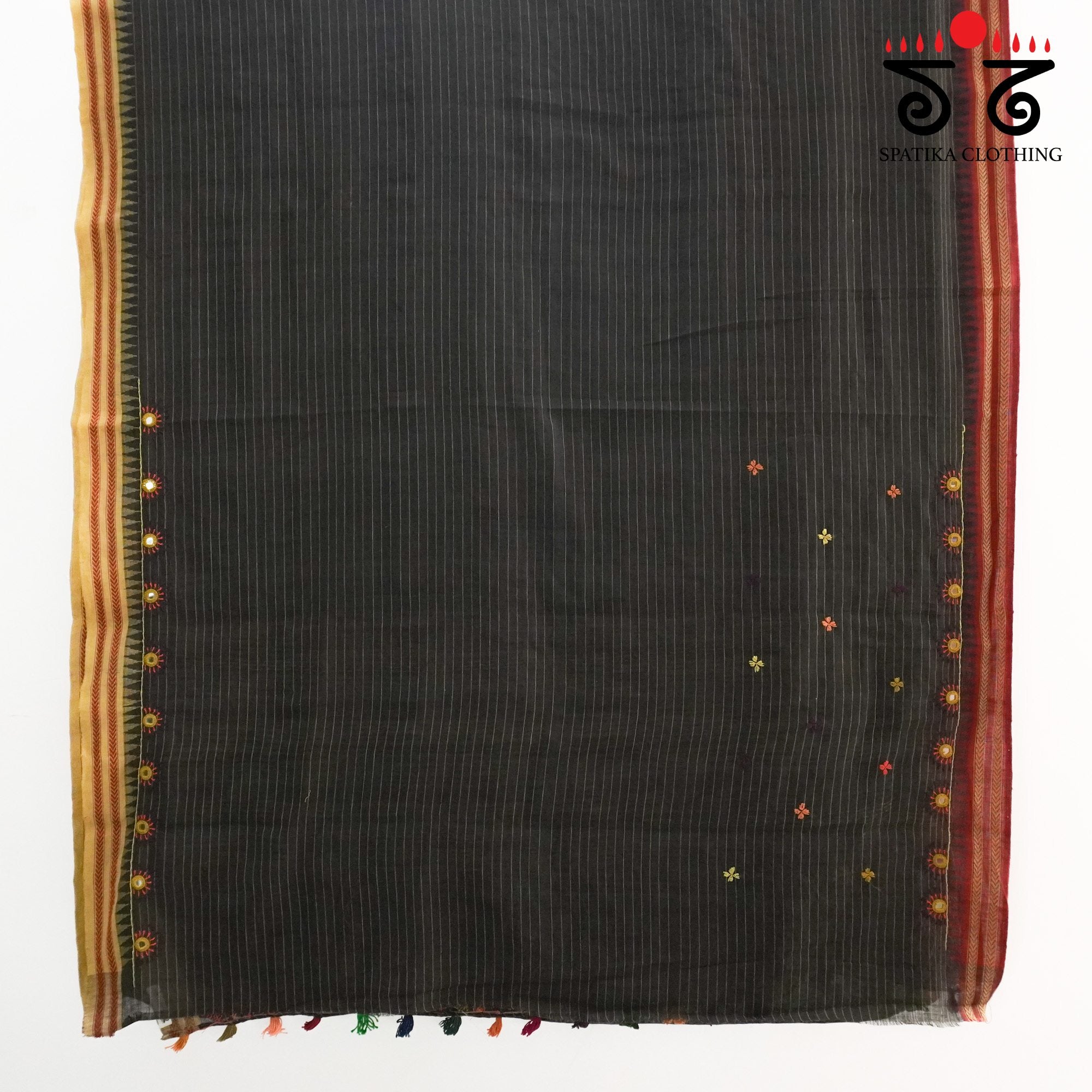 Hand Embroidered Black Ponduru Saree