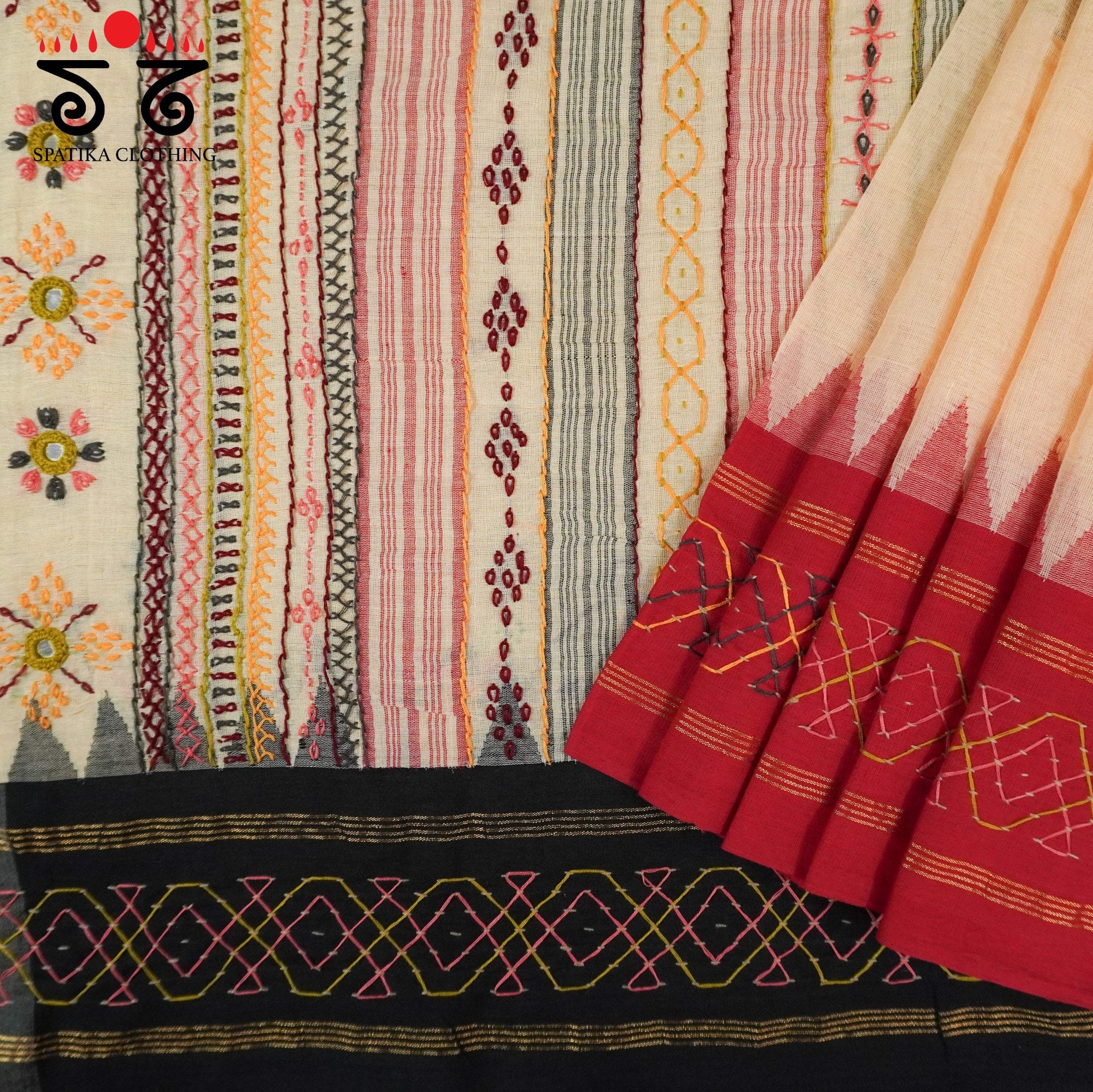 Hand Embroidered Ponduru Cotton Saree