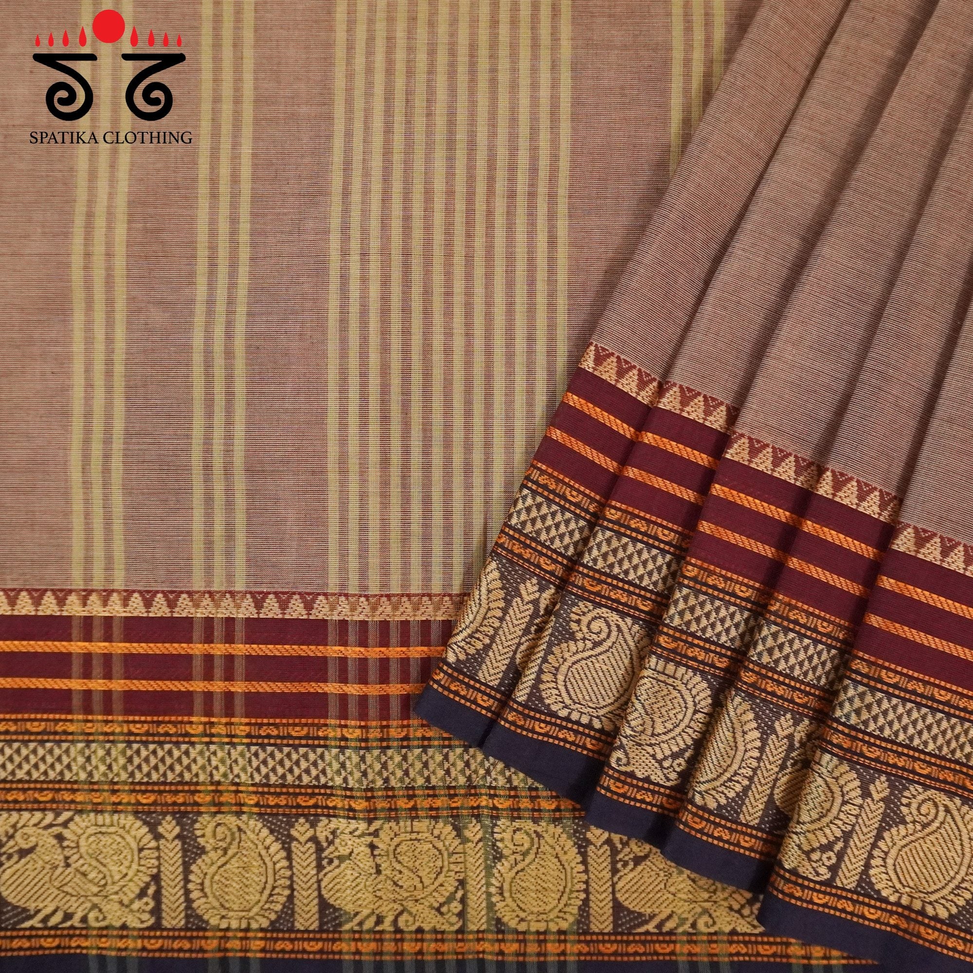 Light Brown Chettinad Cotton Saree