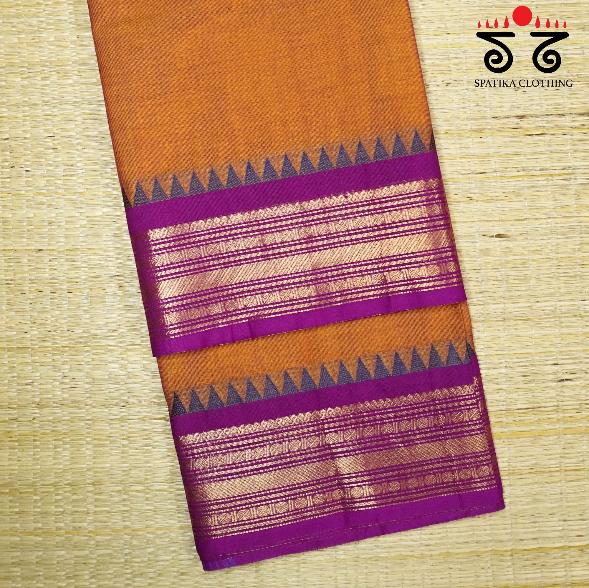 Orange Chettinad Cotton Saree