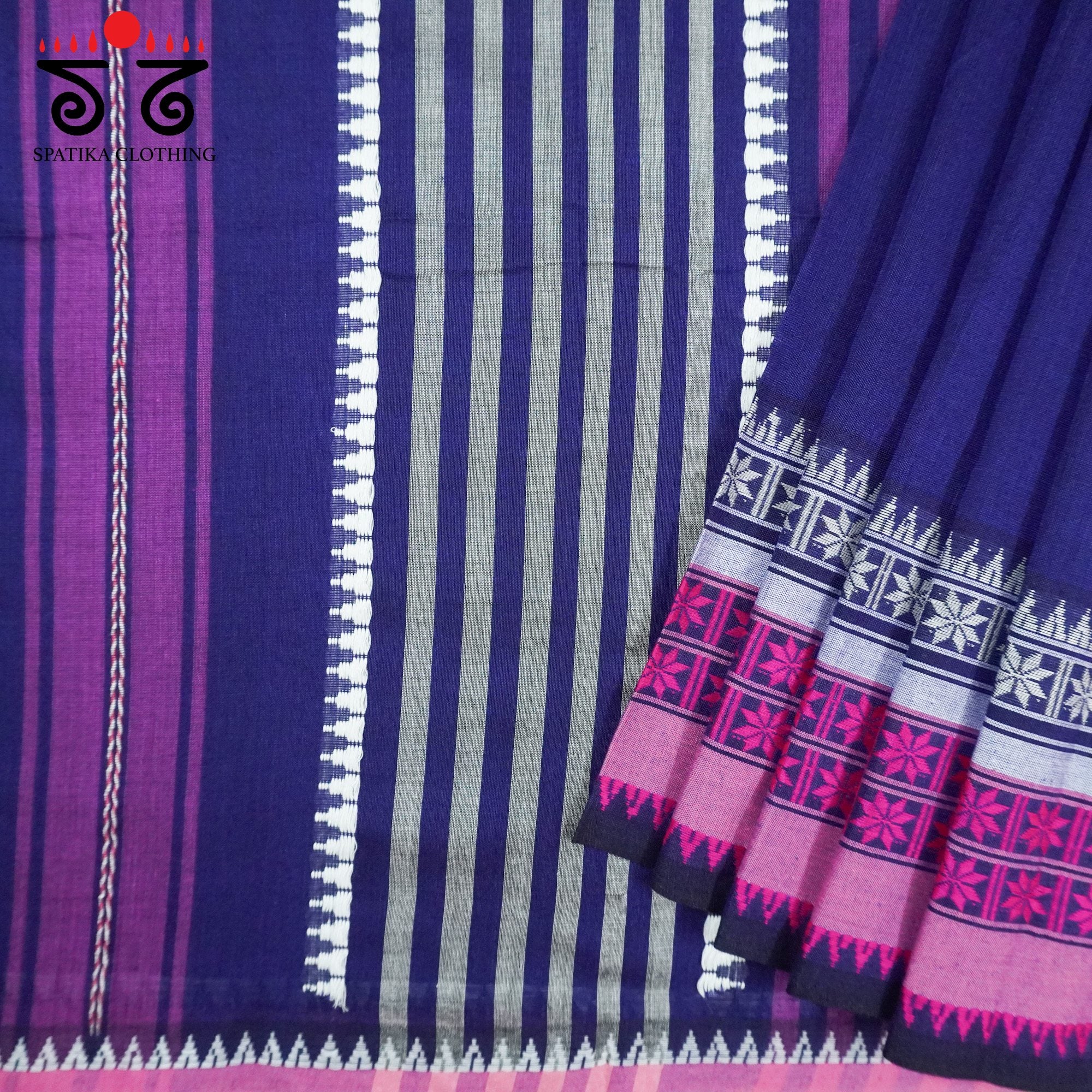 Blue Begampur Handwoven Cotton Saree New!