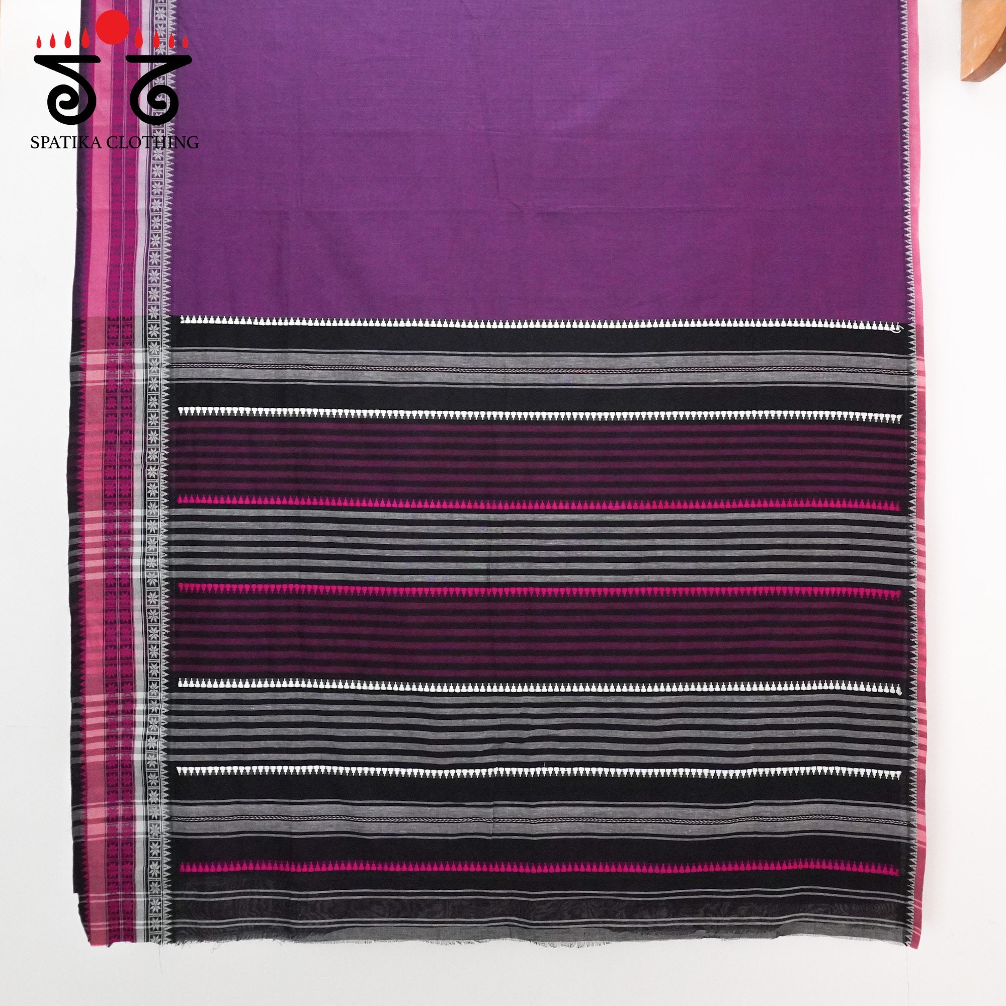 Grape Begampur Handwoven Cotton Saree New!