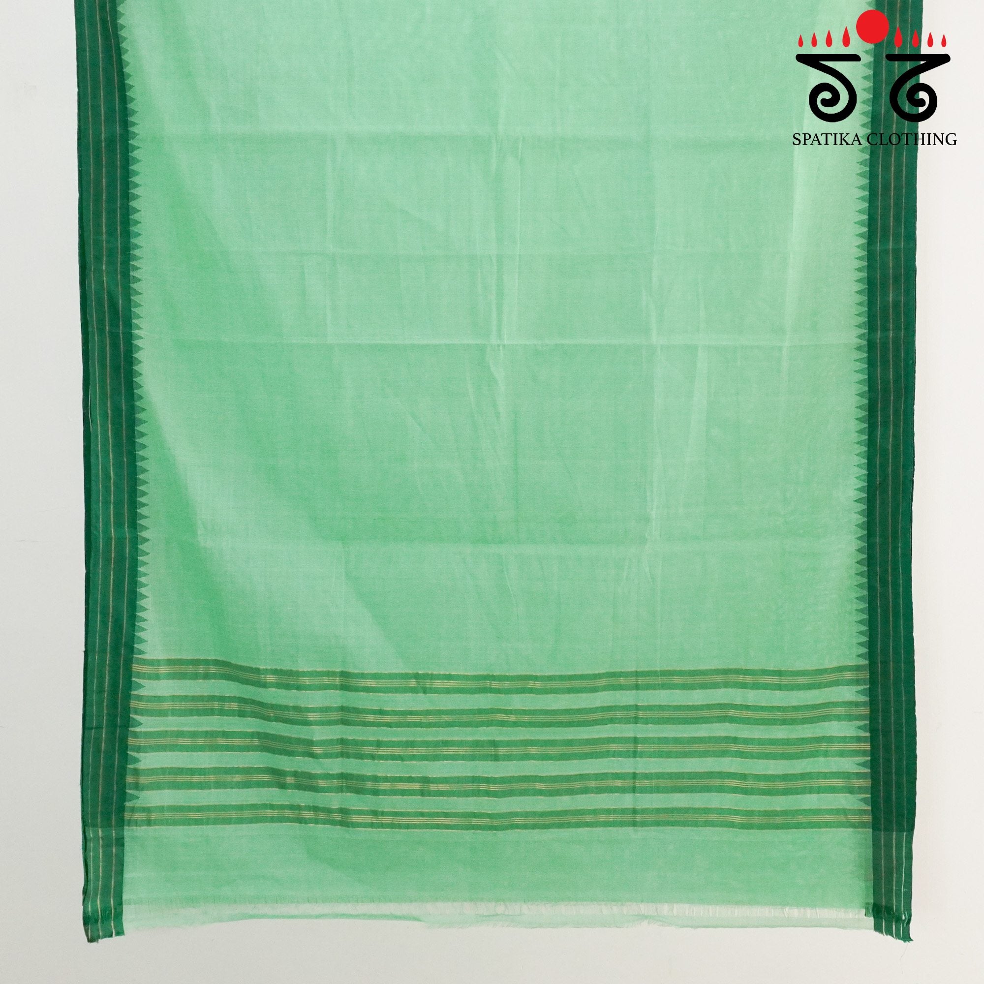 Pista Green Ponduru Handspun Saree - With Silk border