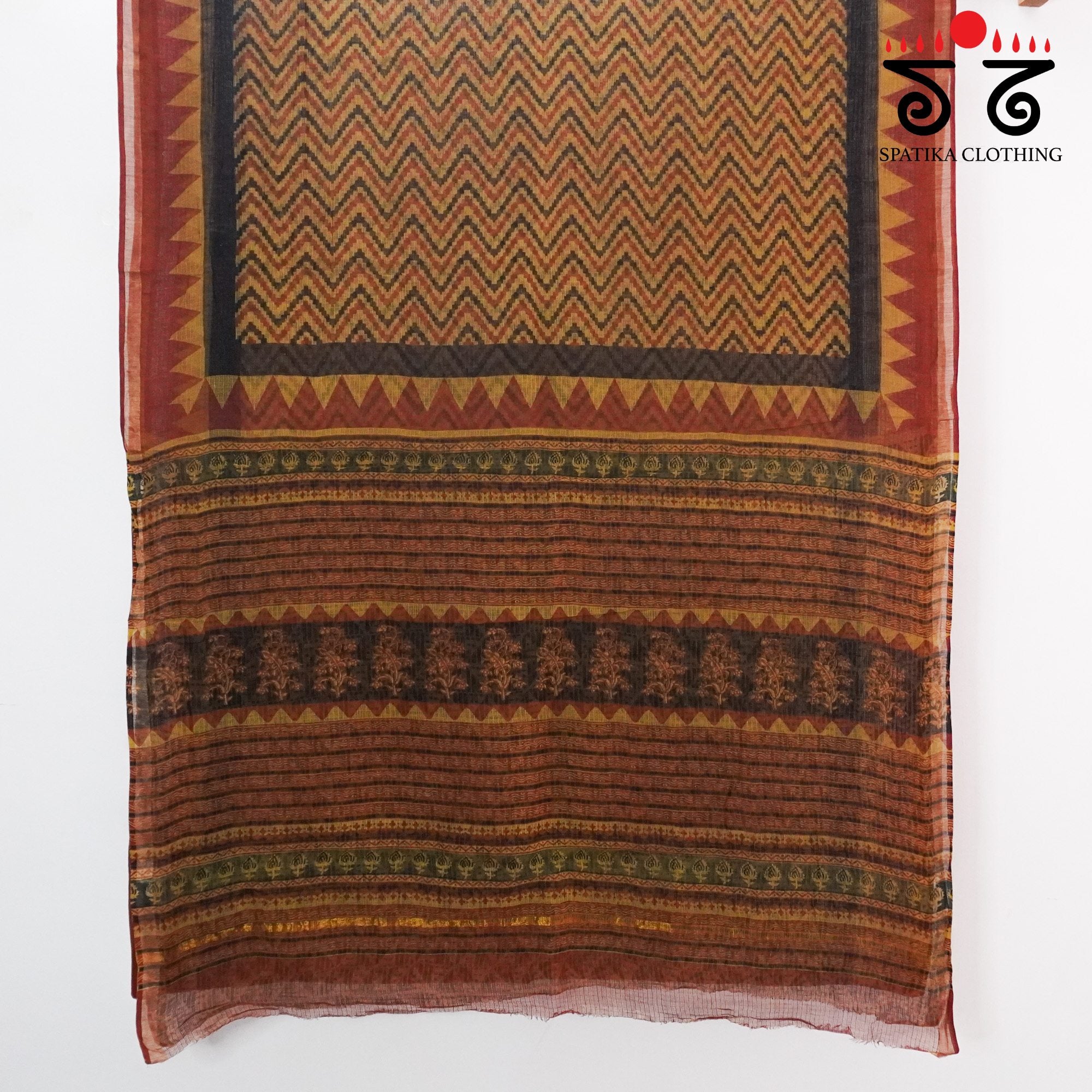 Mustard Kota Hand Block Printed Saree