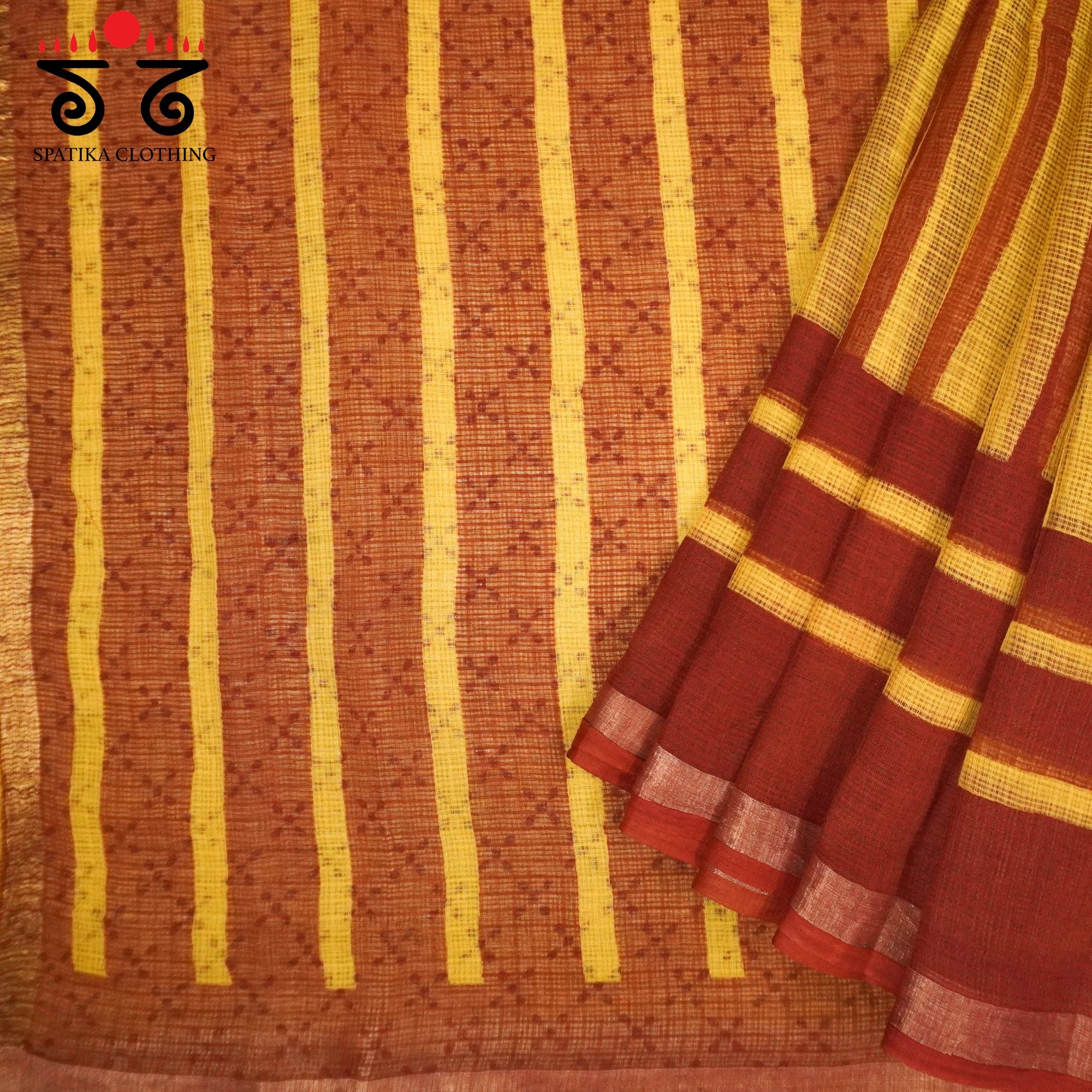 Yellow Kota Hand Block Printed Saree