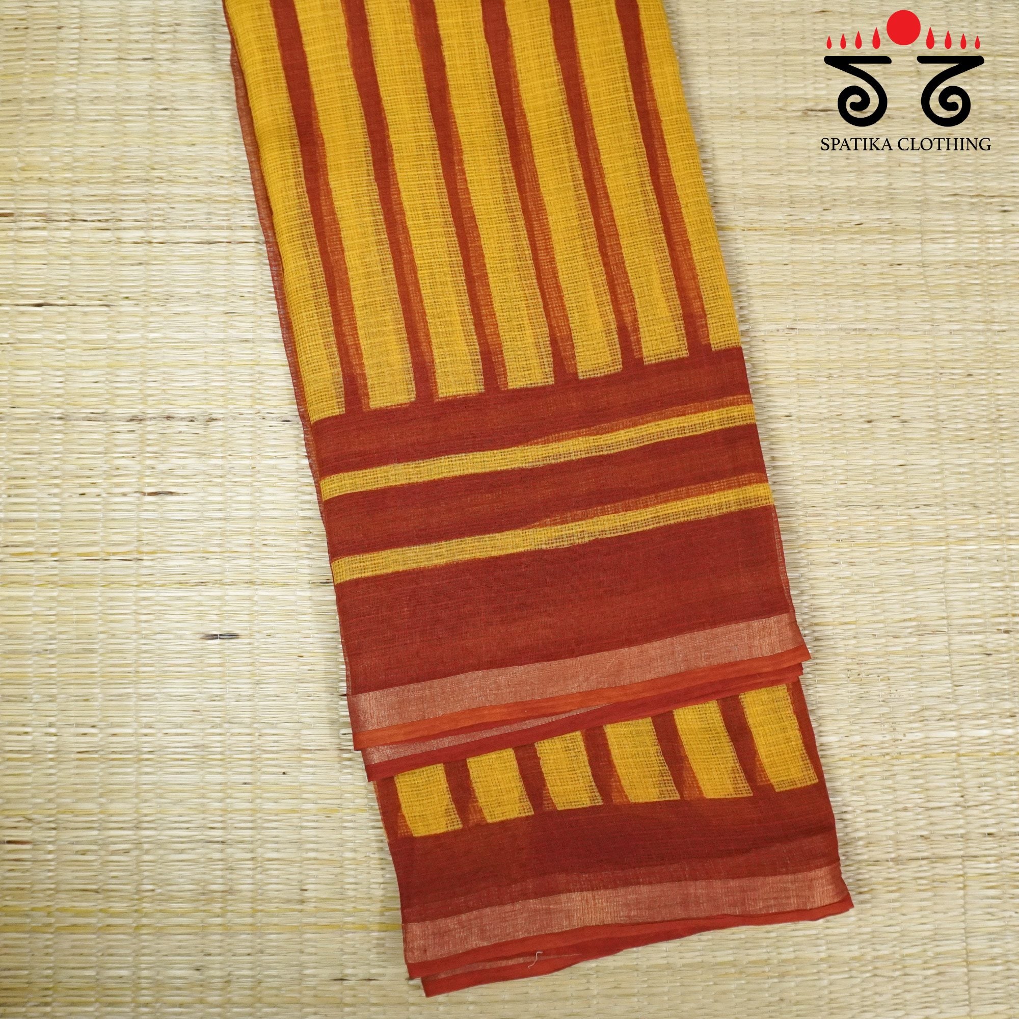 Yellow Kota Hand Block Printed Saree