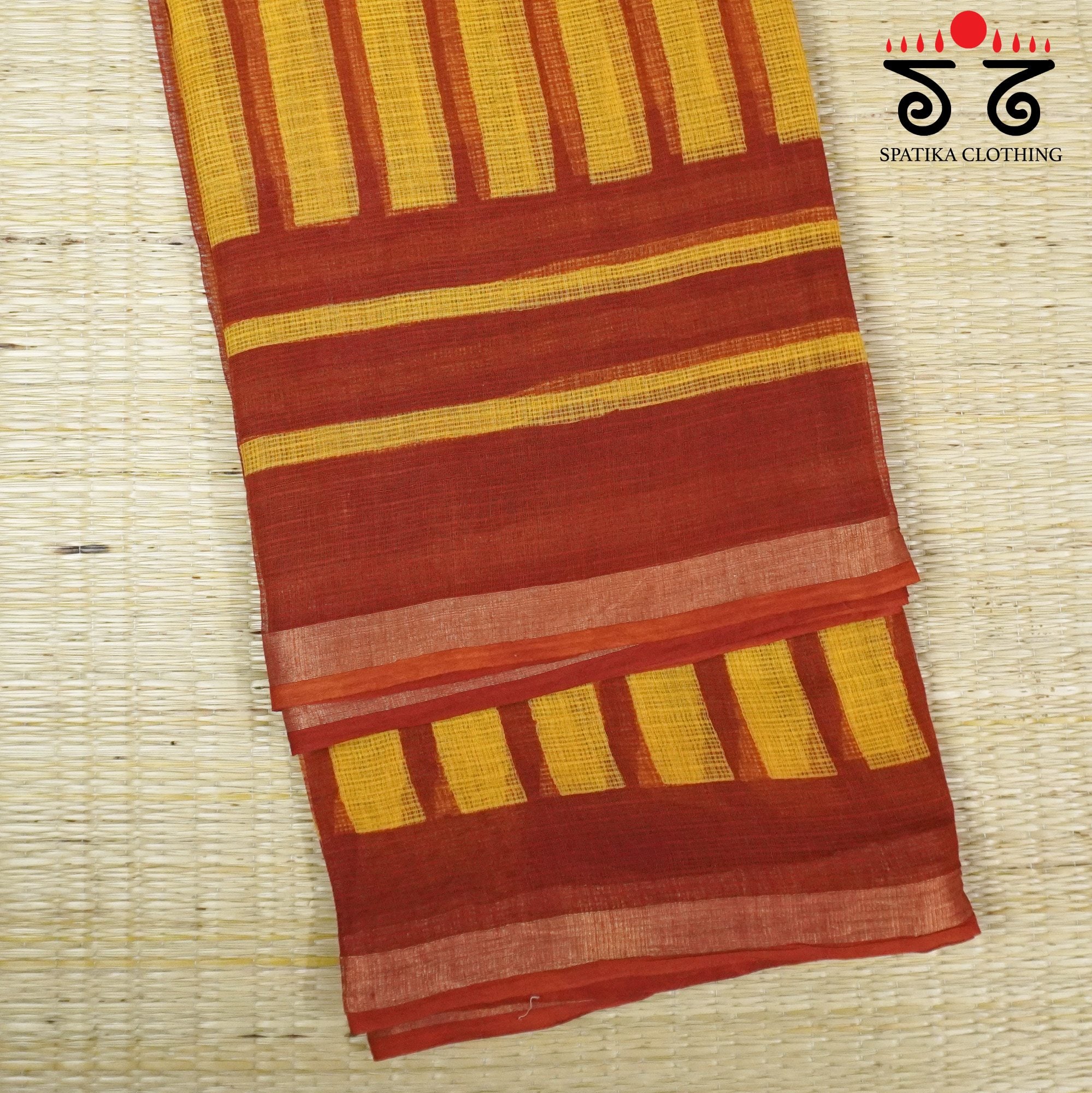 Yellow Kota Hand Block Printed Saree