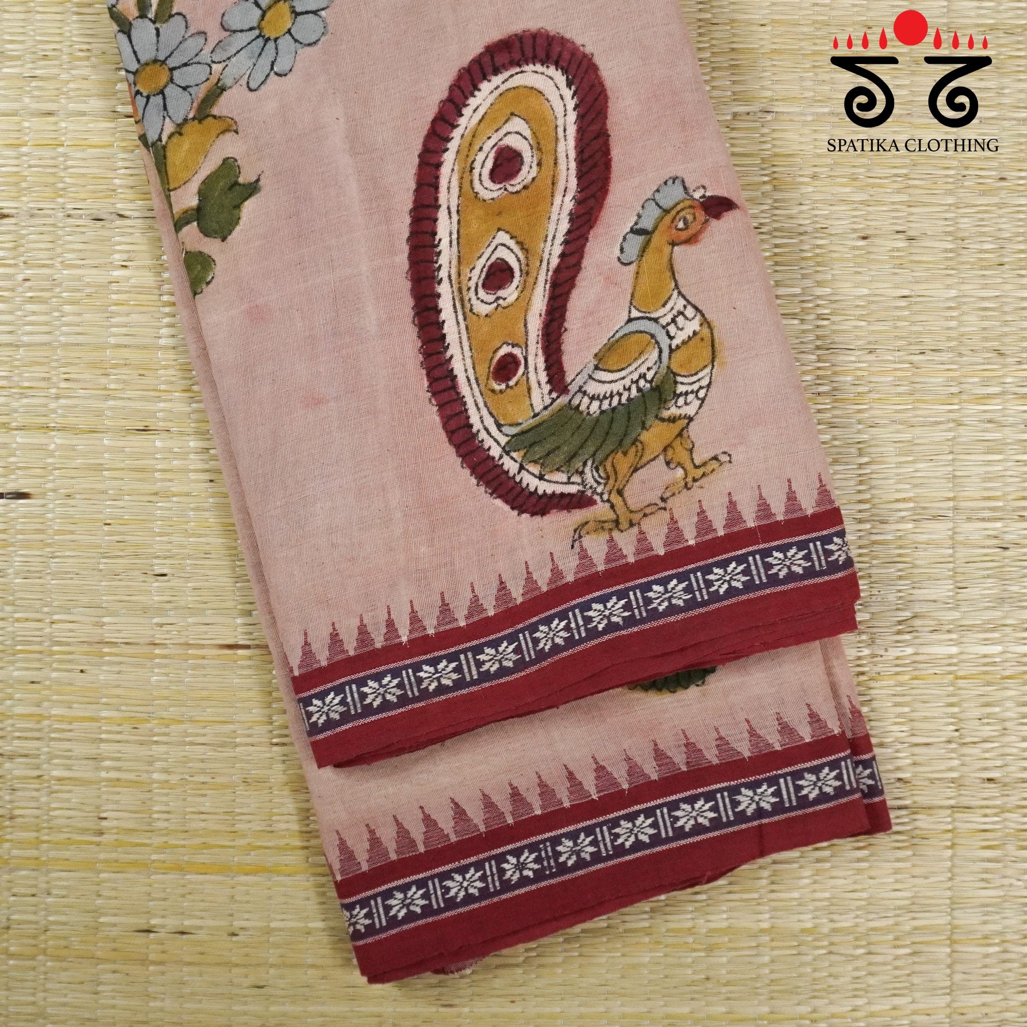 Ponduru Pen Kalamkari Handwoven Cotton Saree