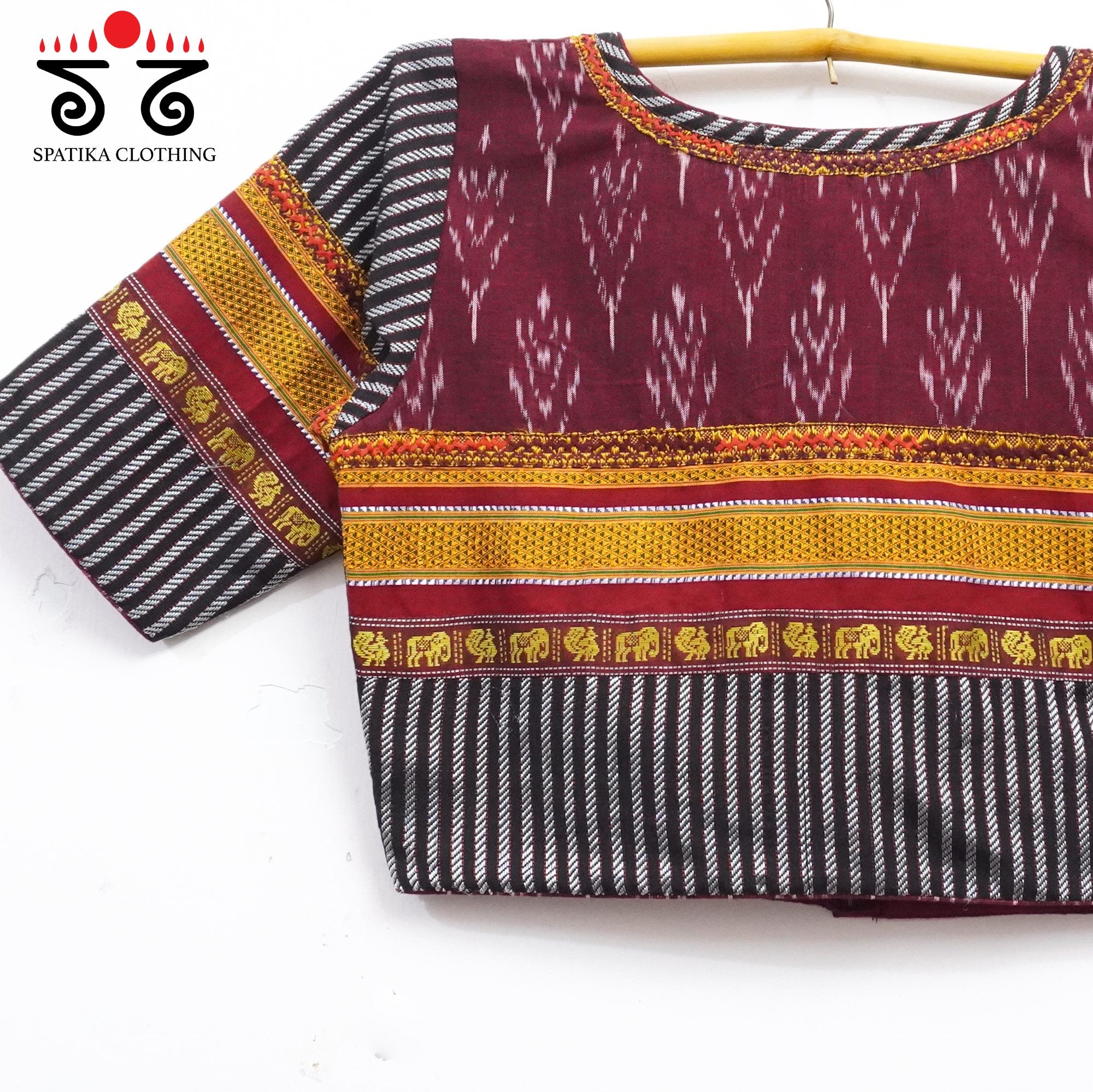 Maroon Ikat Khun-Hand crafted Blouse