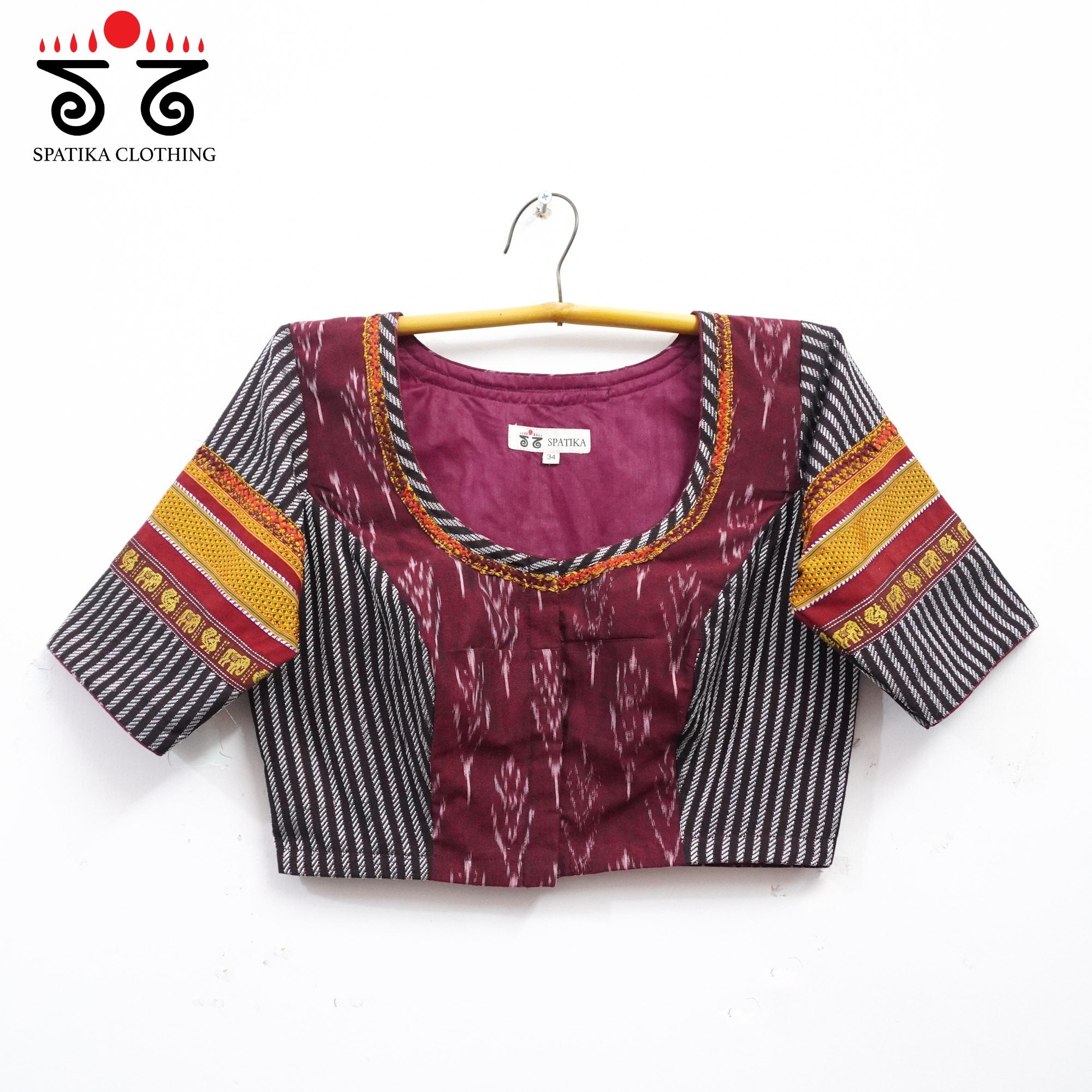 Maroon Ikat Khun-Hand crafted Blouse