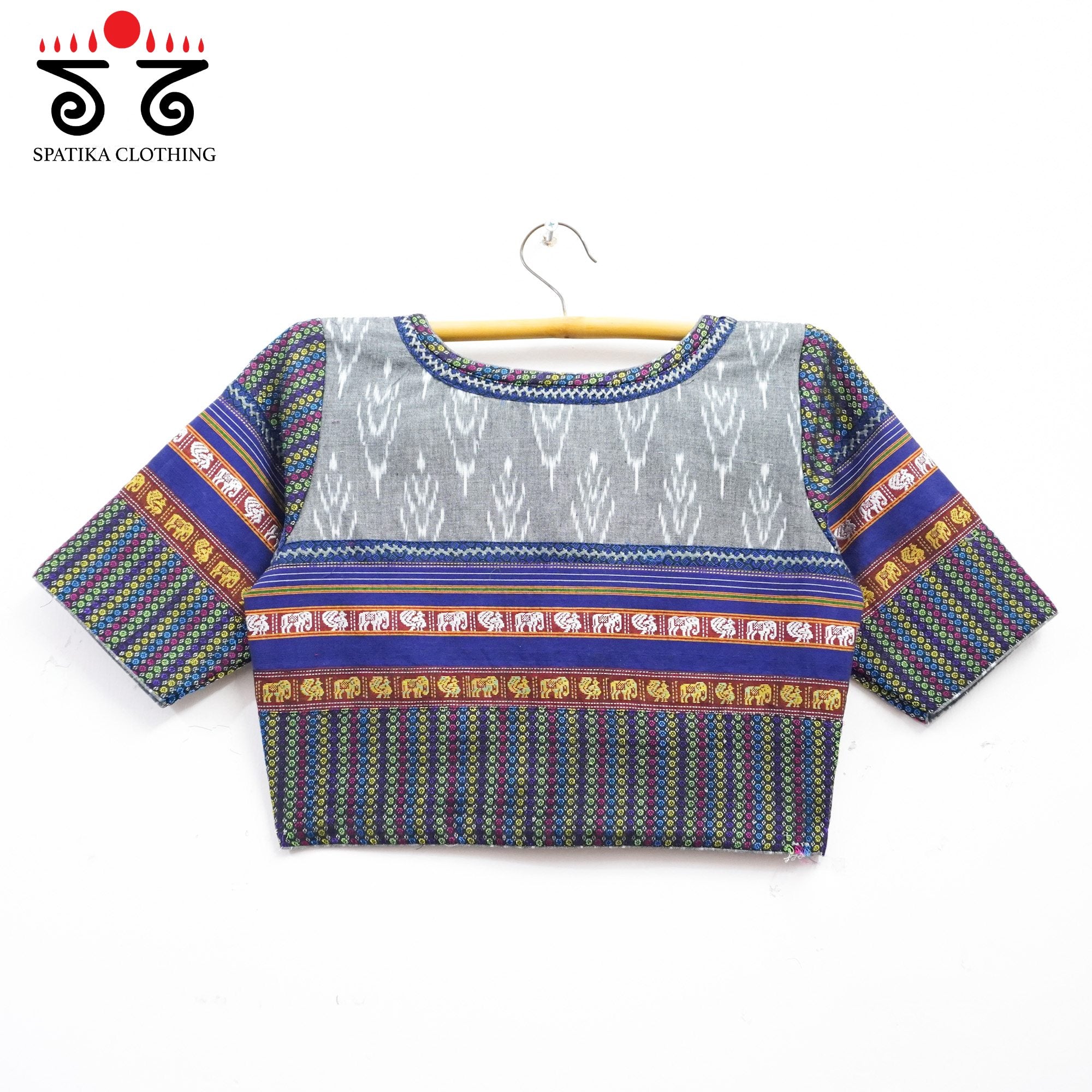 Grey Ikat Khun-Hand crafted Blouse