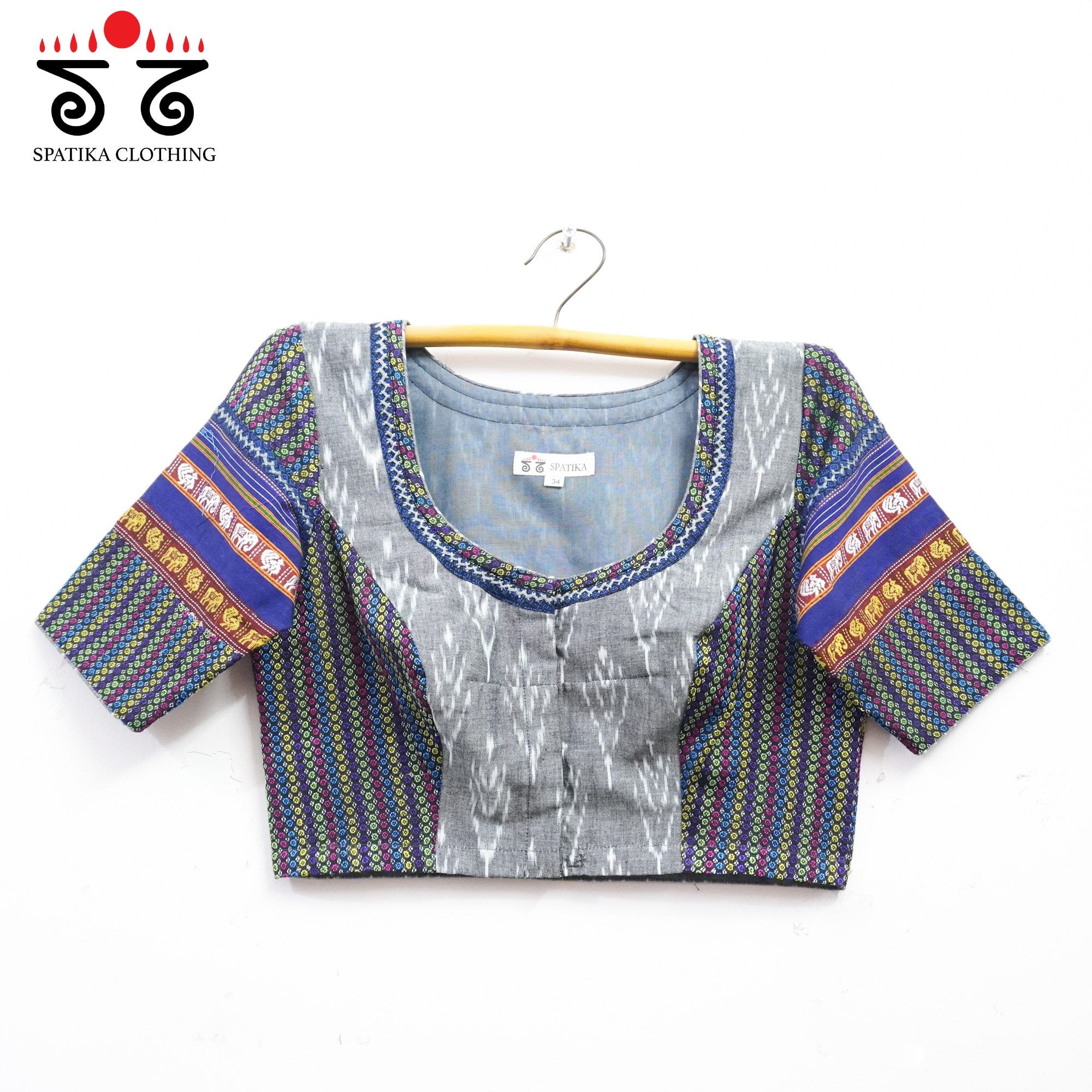 Grey Ikat Khun-Hand crafted Blouse