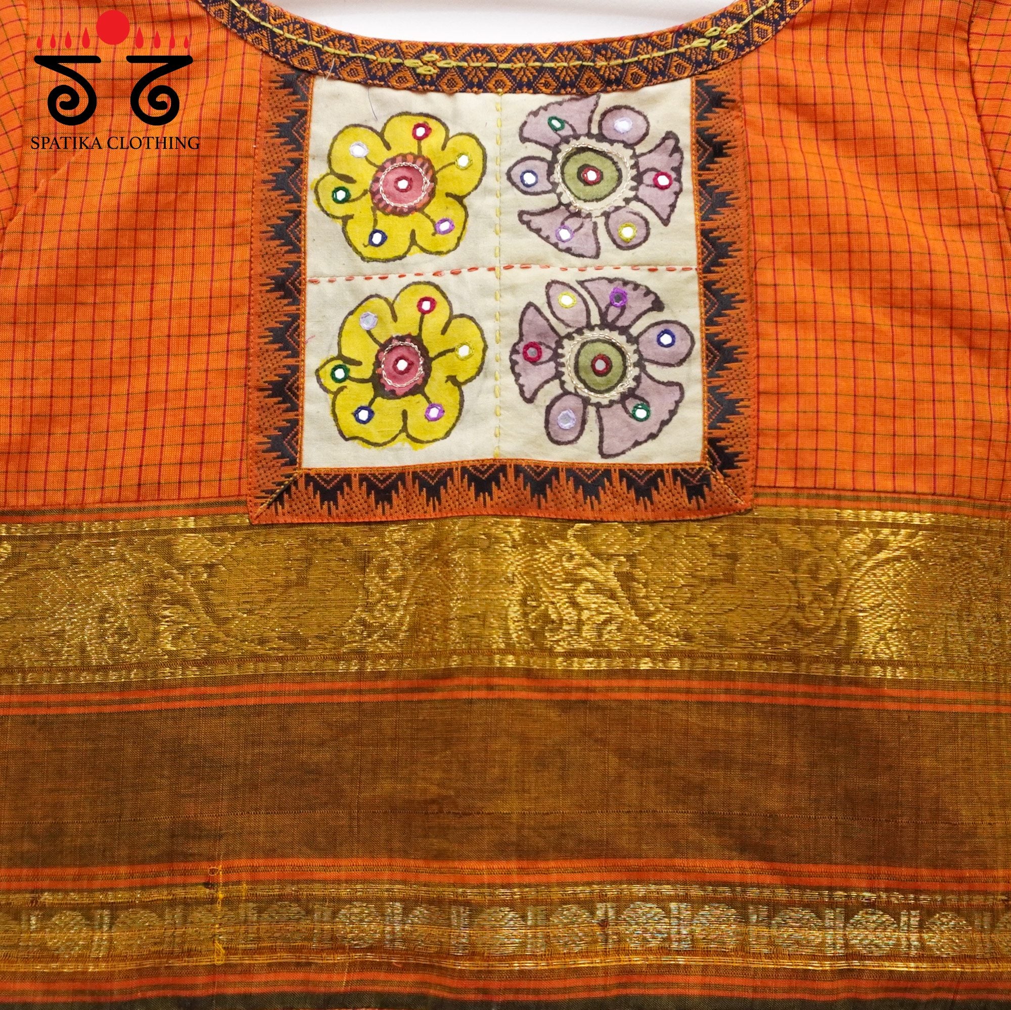 Dark Orange Chettinad - Pen Kalamkari Blouse