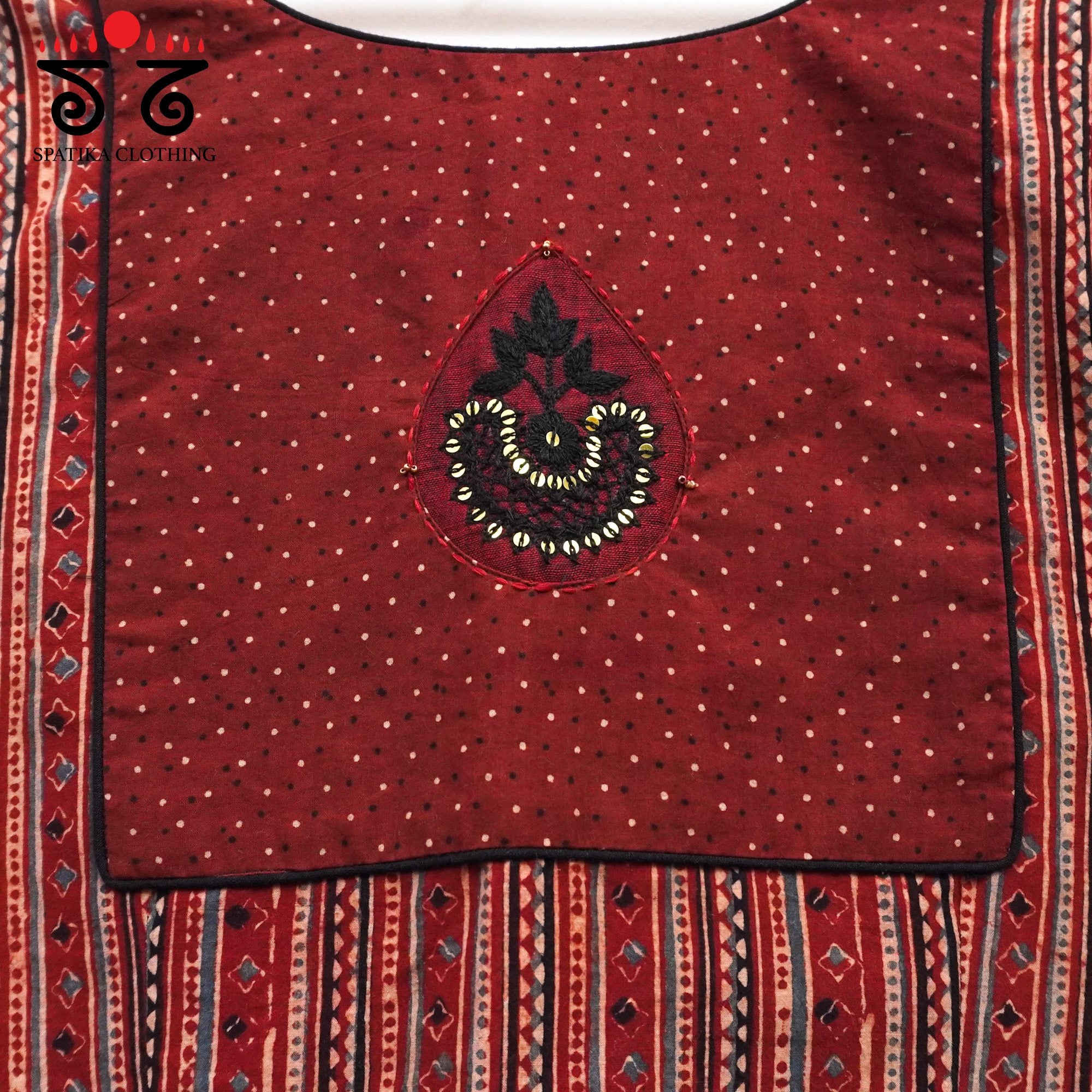 Brick Inlay & Yoke handcrafted blouse in natural dyes