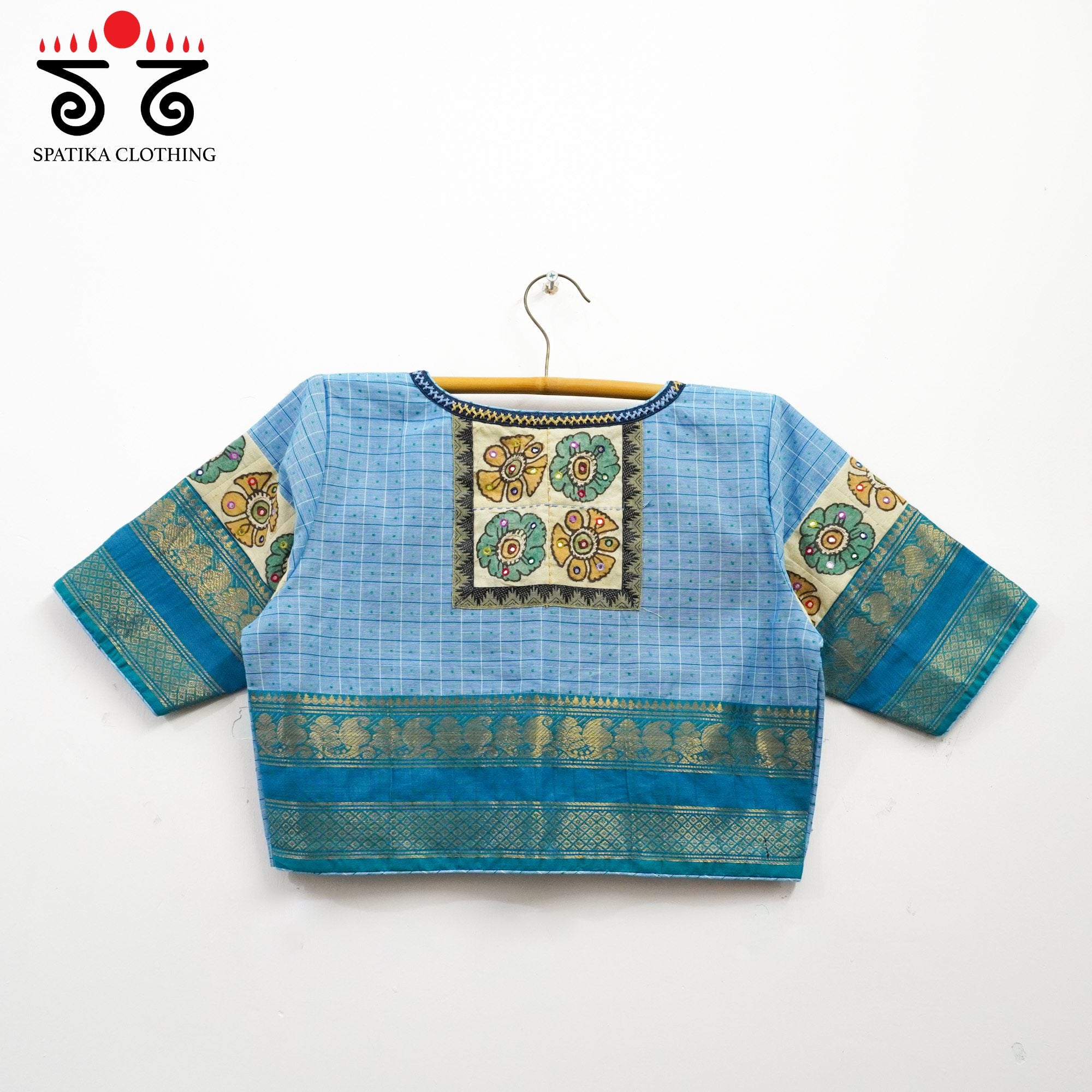 Blue Chettinad - Pen Kalamkari Blouse