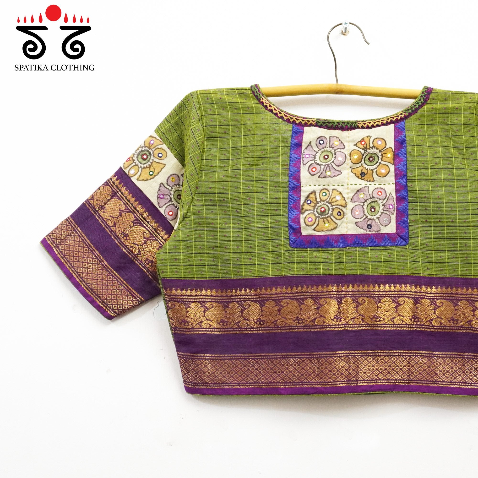 Green Chettinad - Pen Kalamkari Blouse