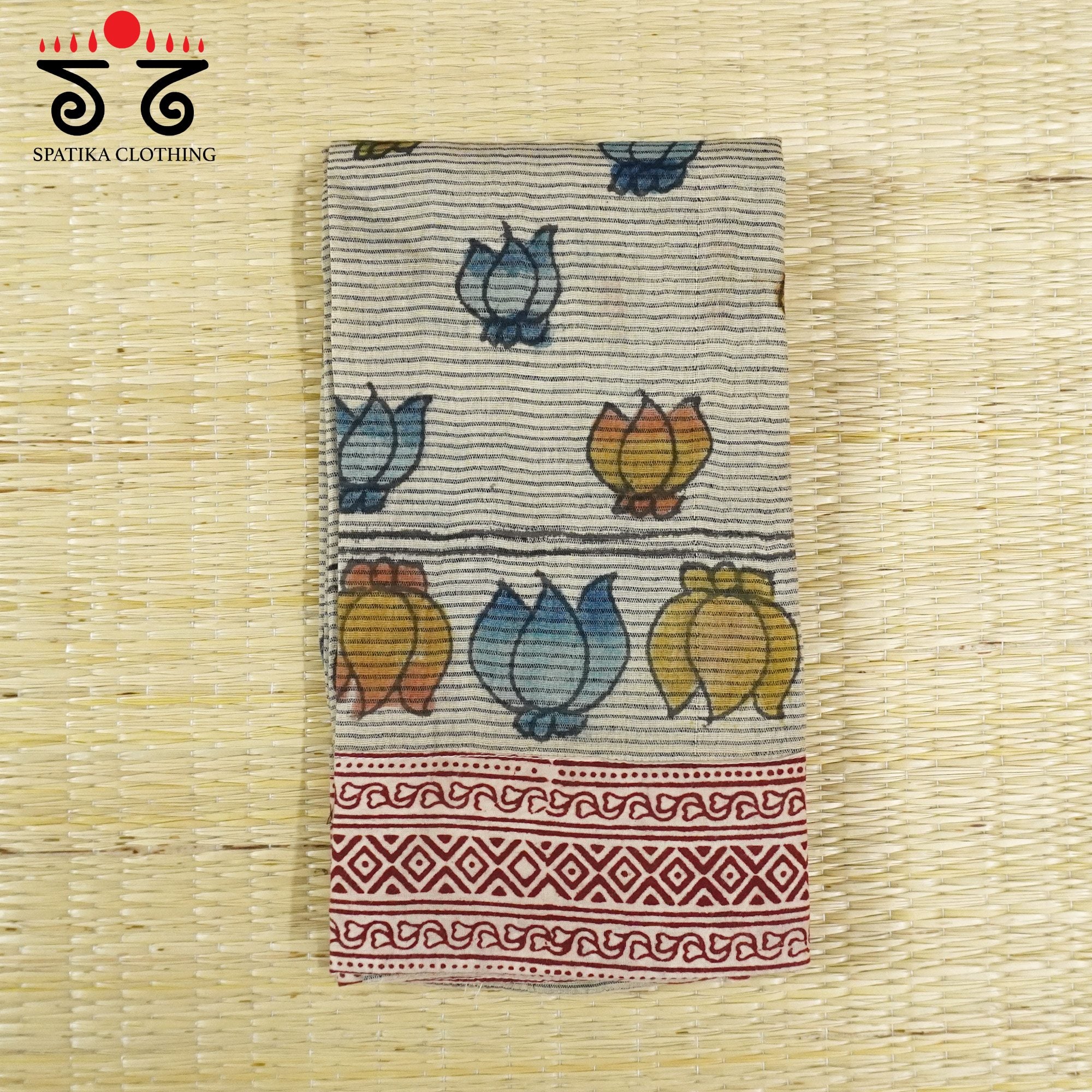 Pen Kalamkari On Ponduru Blouse Fabric