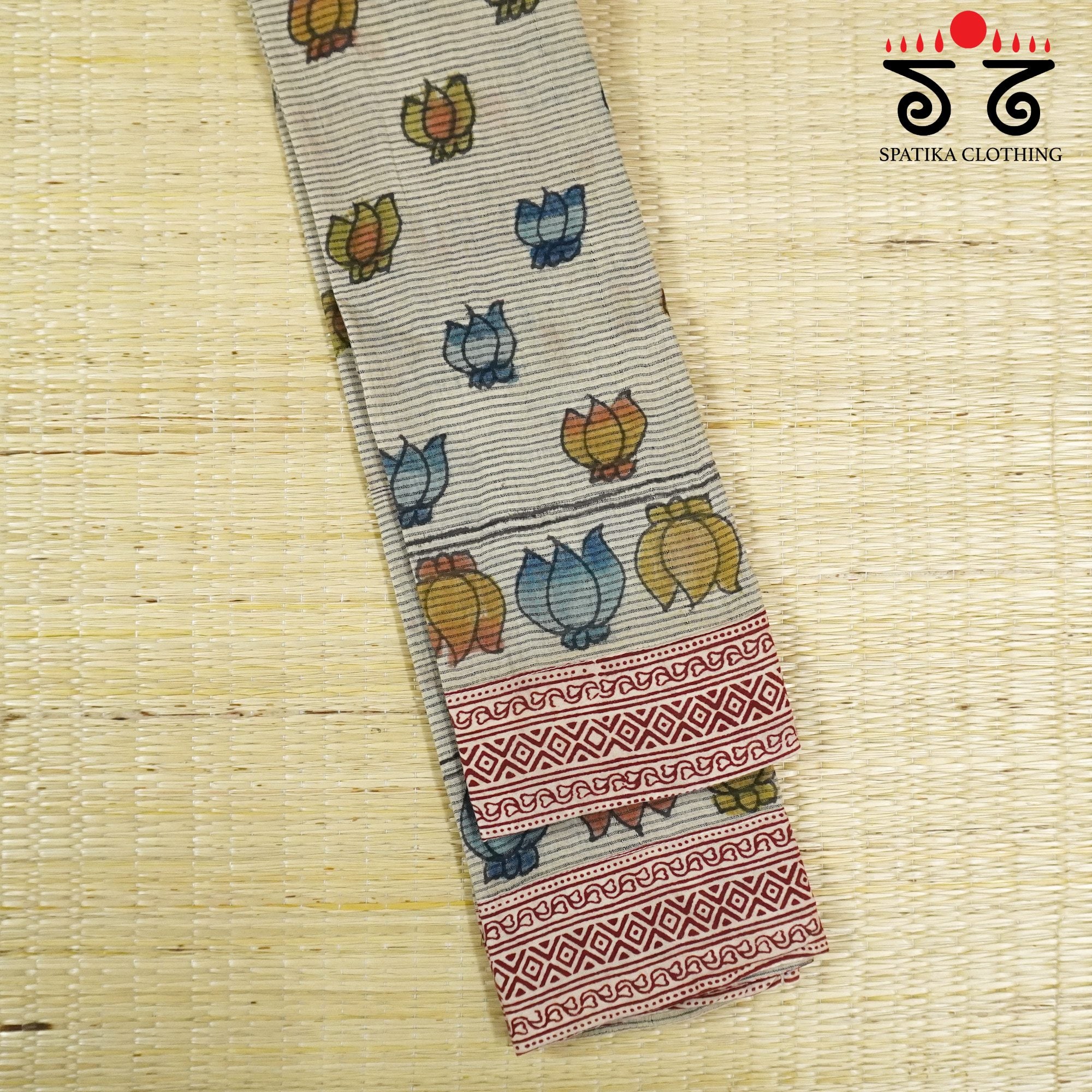 Pen Kalamkari On Ponduru Blouse Fabric