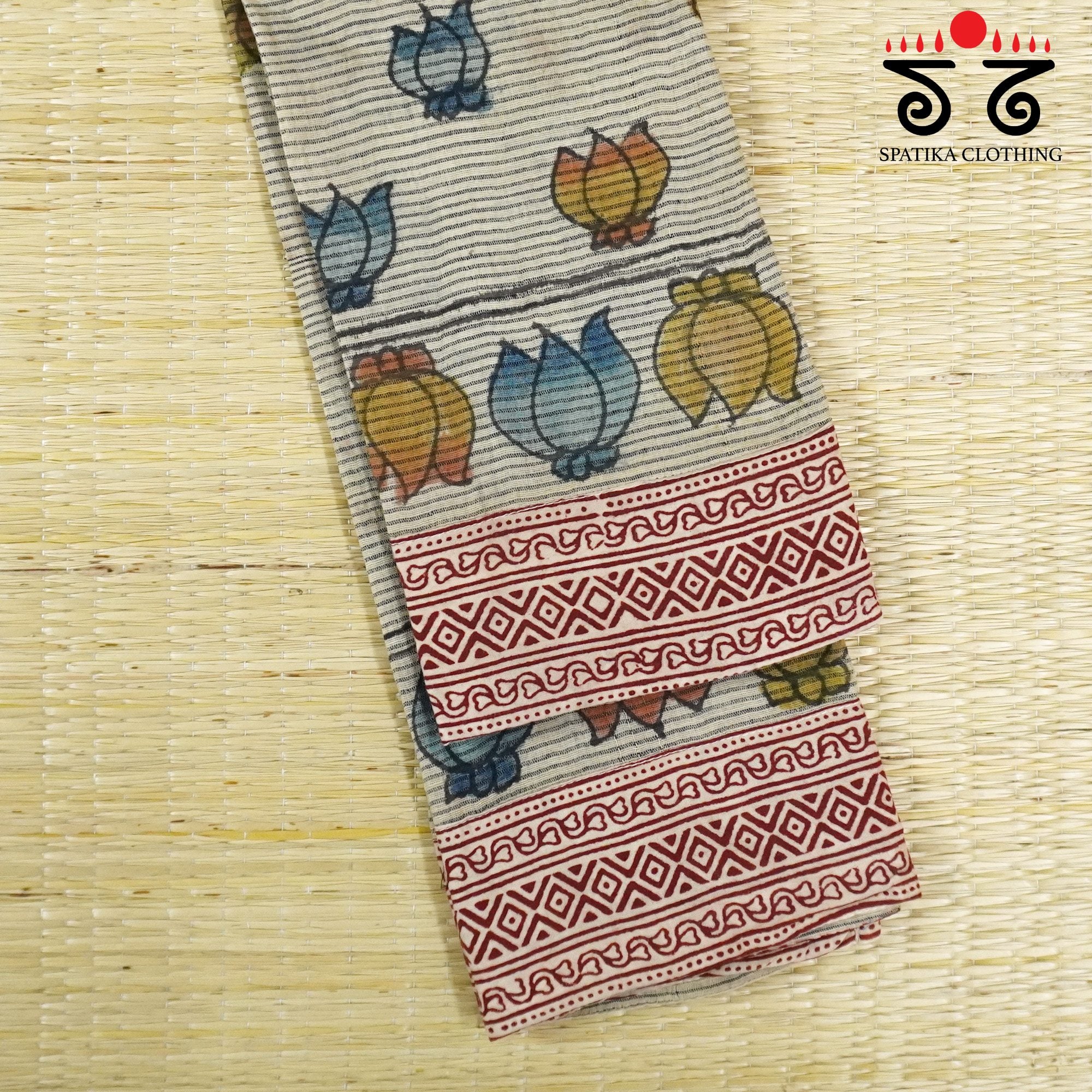 Pen Kalamkari On Ponduru Blouse Fabric