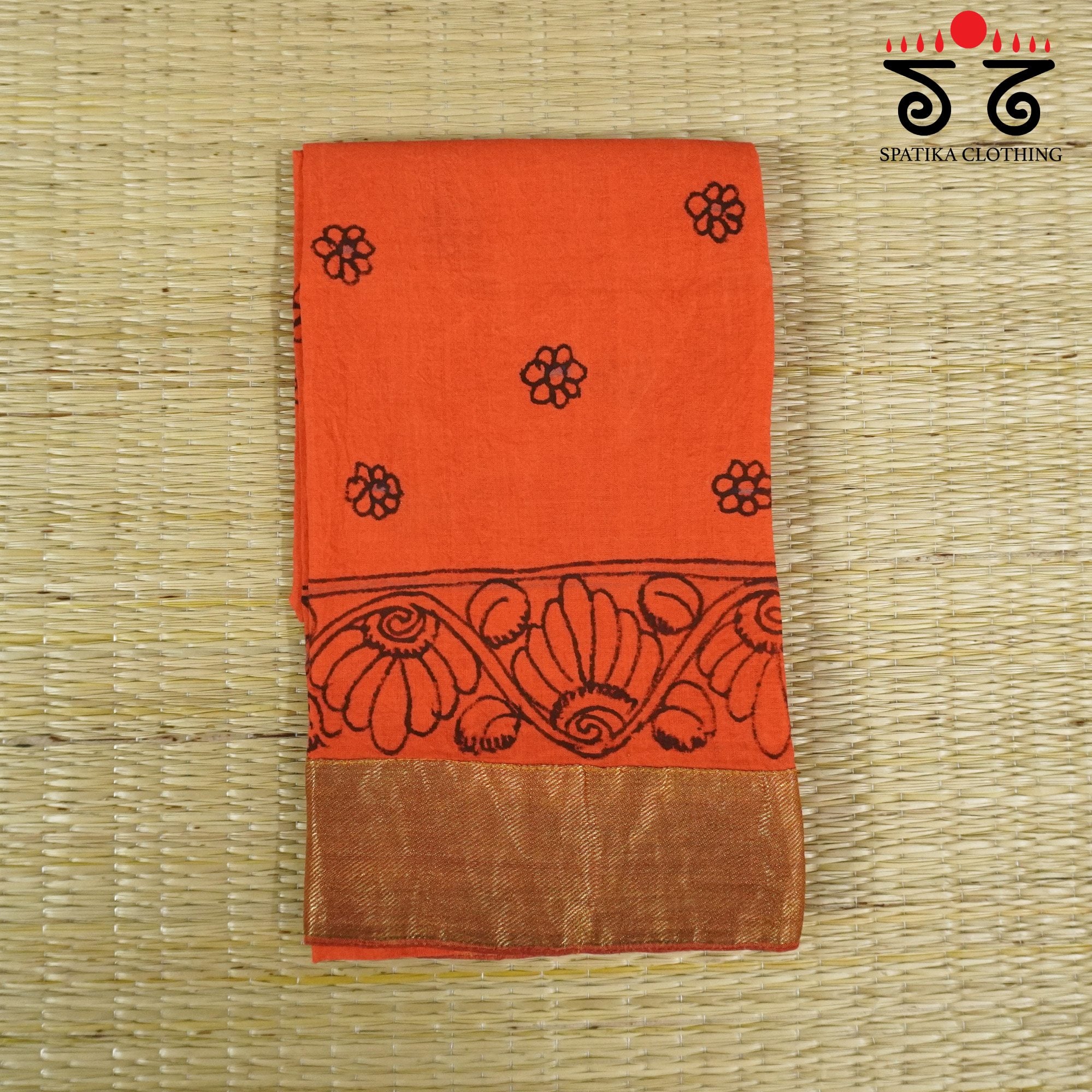 Pen Kalamkari On Ponduru Blouse Fabric