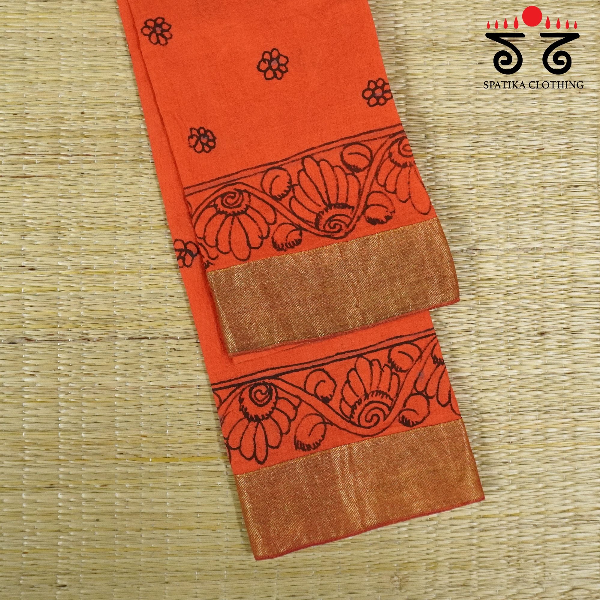 Pen Kalamkari On Ponduru Blouse Fabric