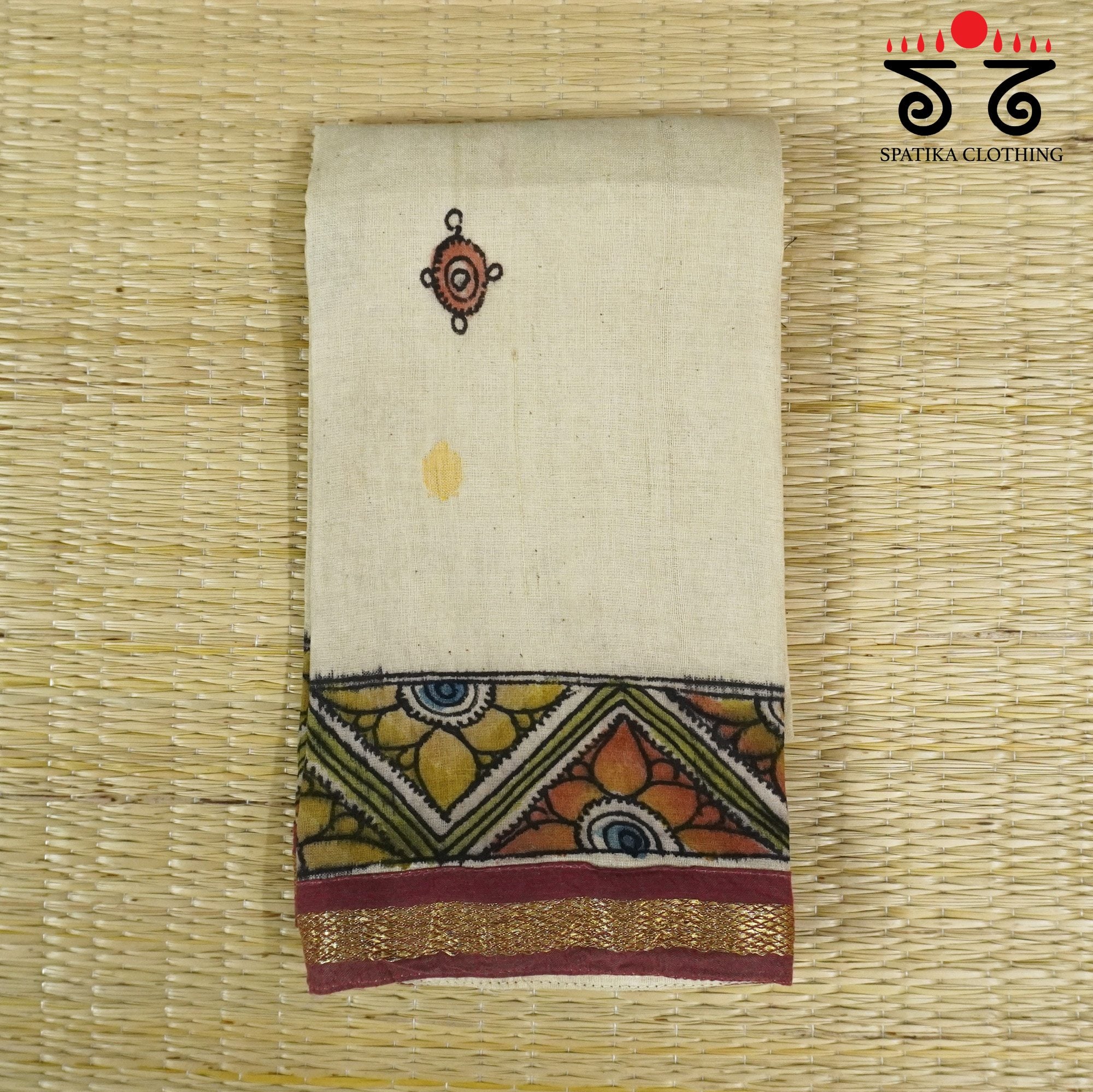 Pen Kalamkari On Ponduru Blouse Fabric
