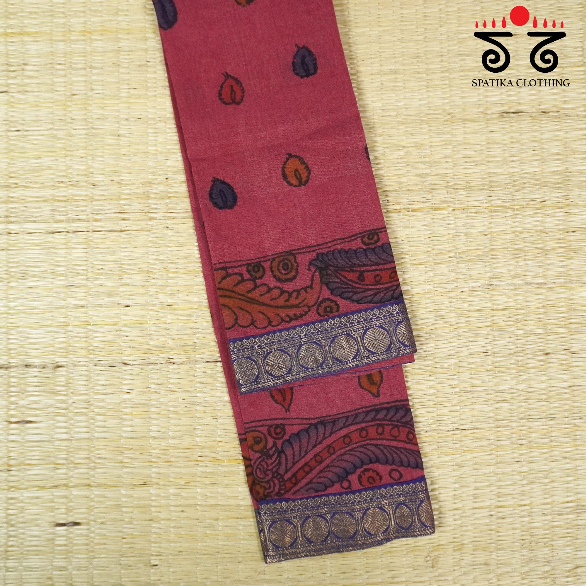 Pen Kalamkari On Ponduru Blouse Fabric