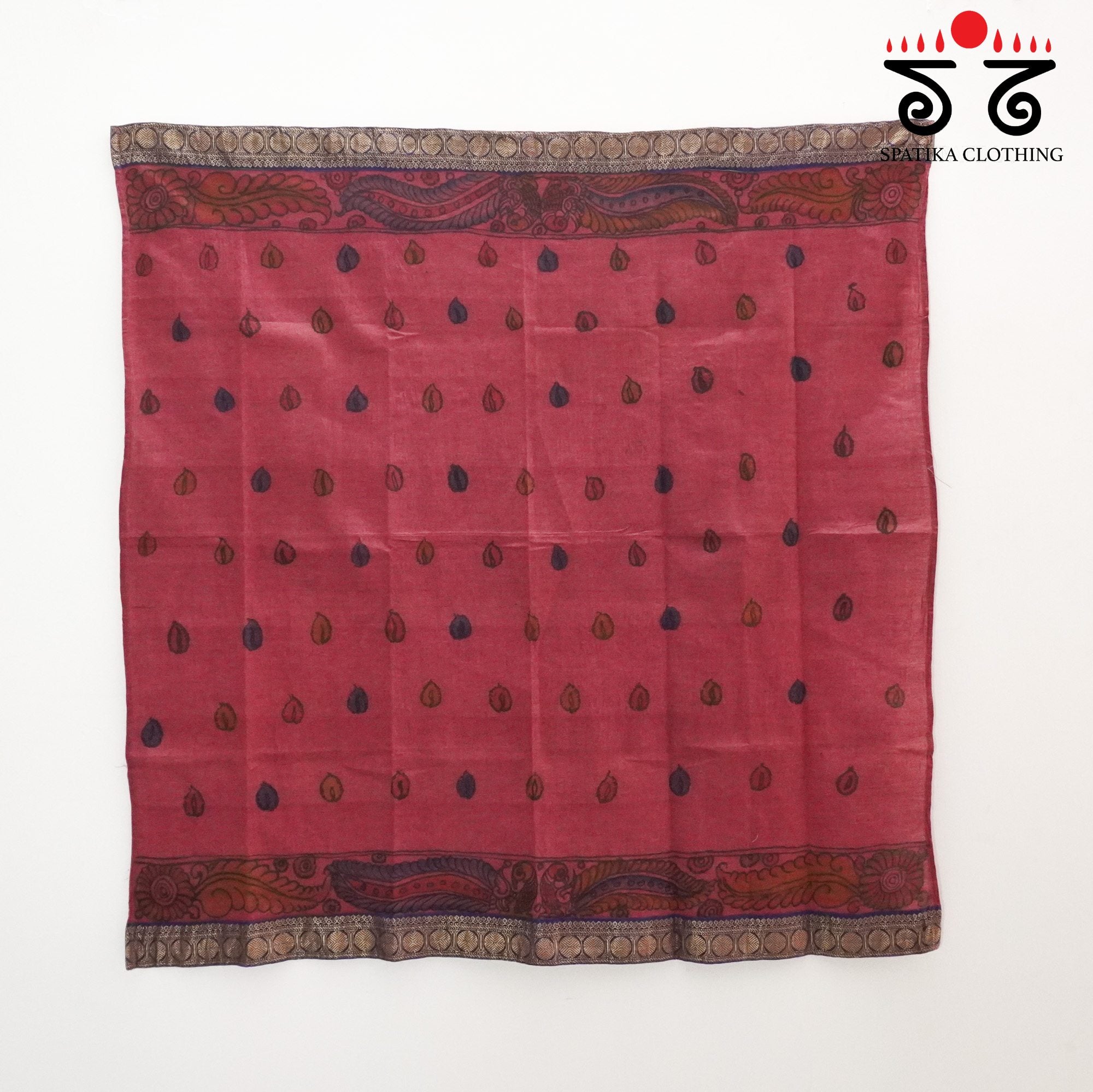 Pen Kalamkari On Ponduru Blouse Fabric