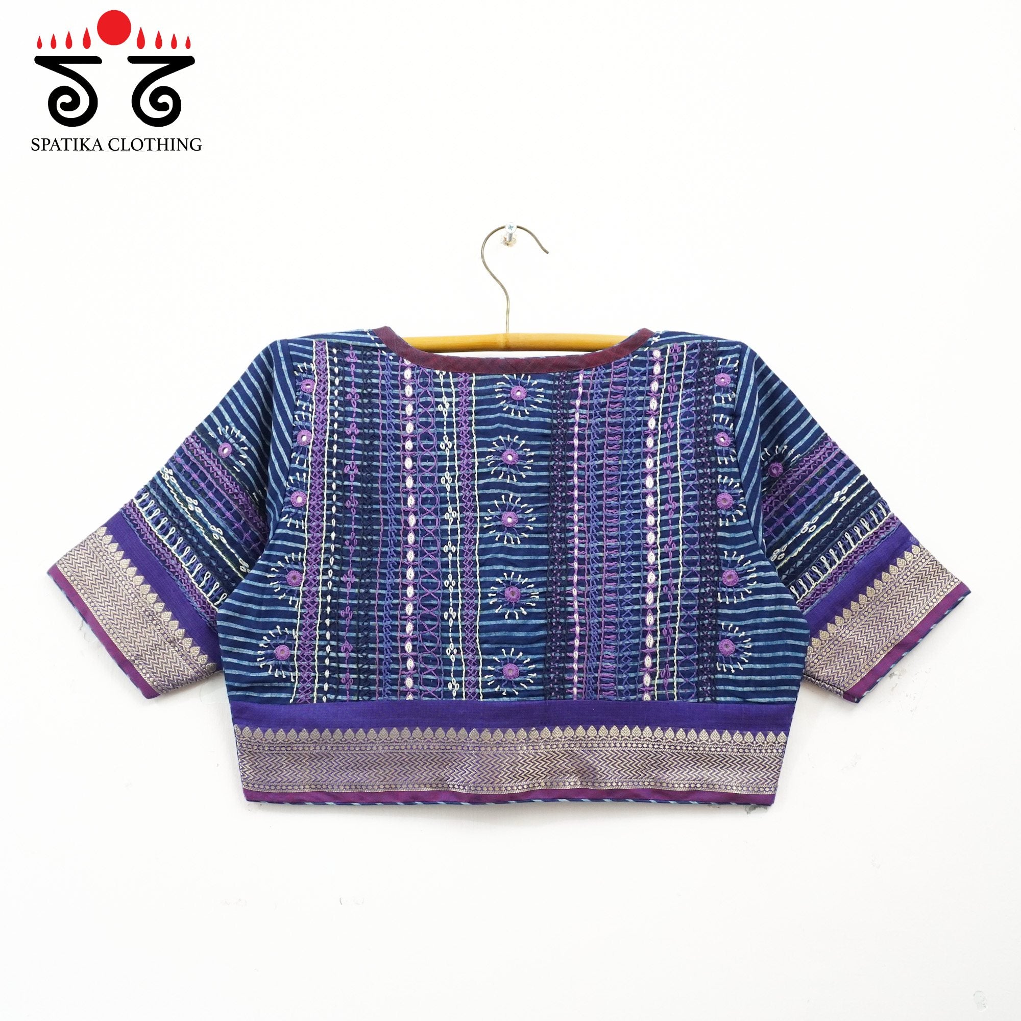 Blue Kashi Modal Silk - Festive Lambani Blouse