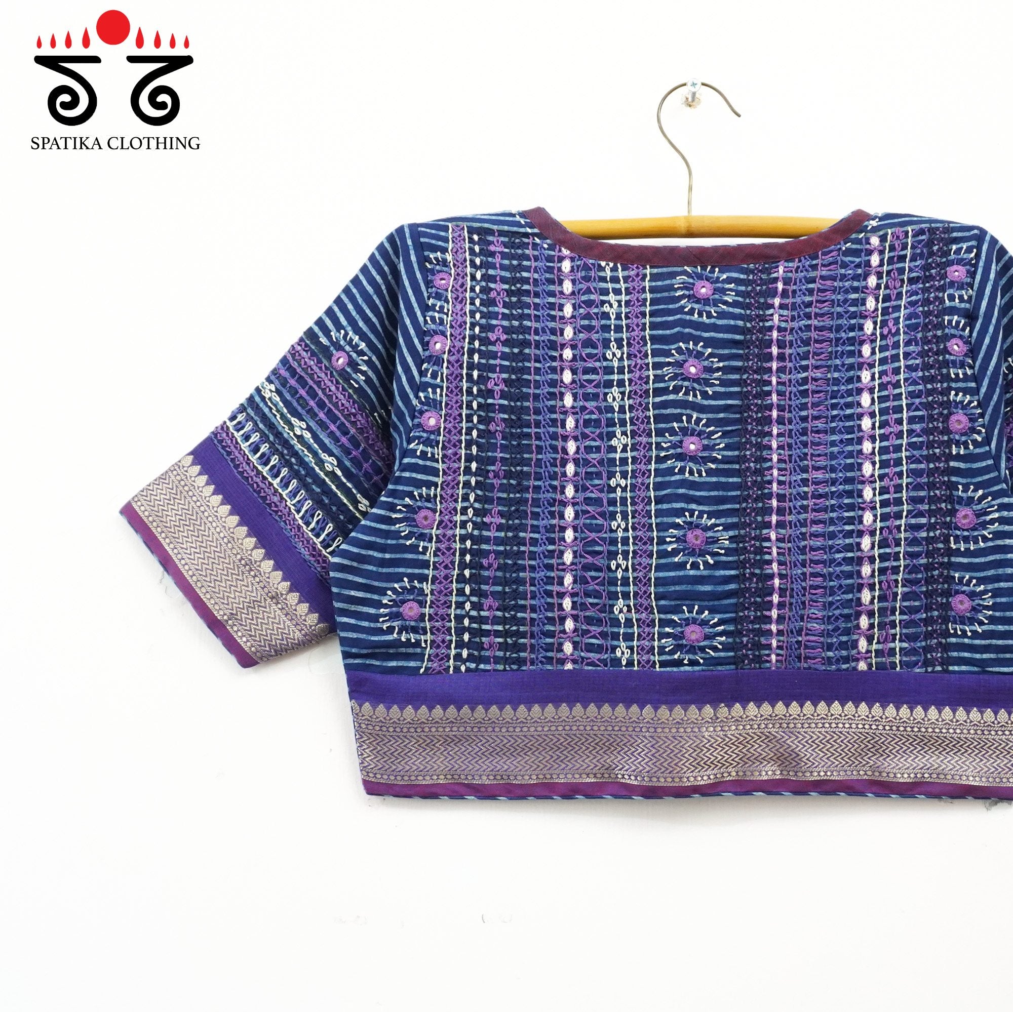 Blue Kashi Modal Silk - Festive Lambani Blouse