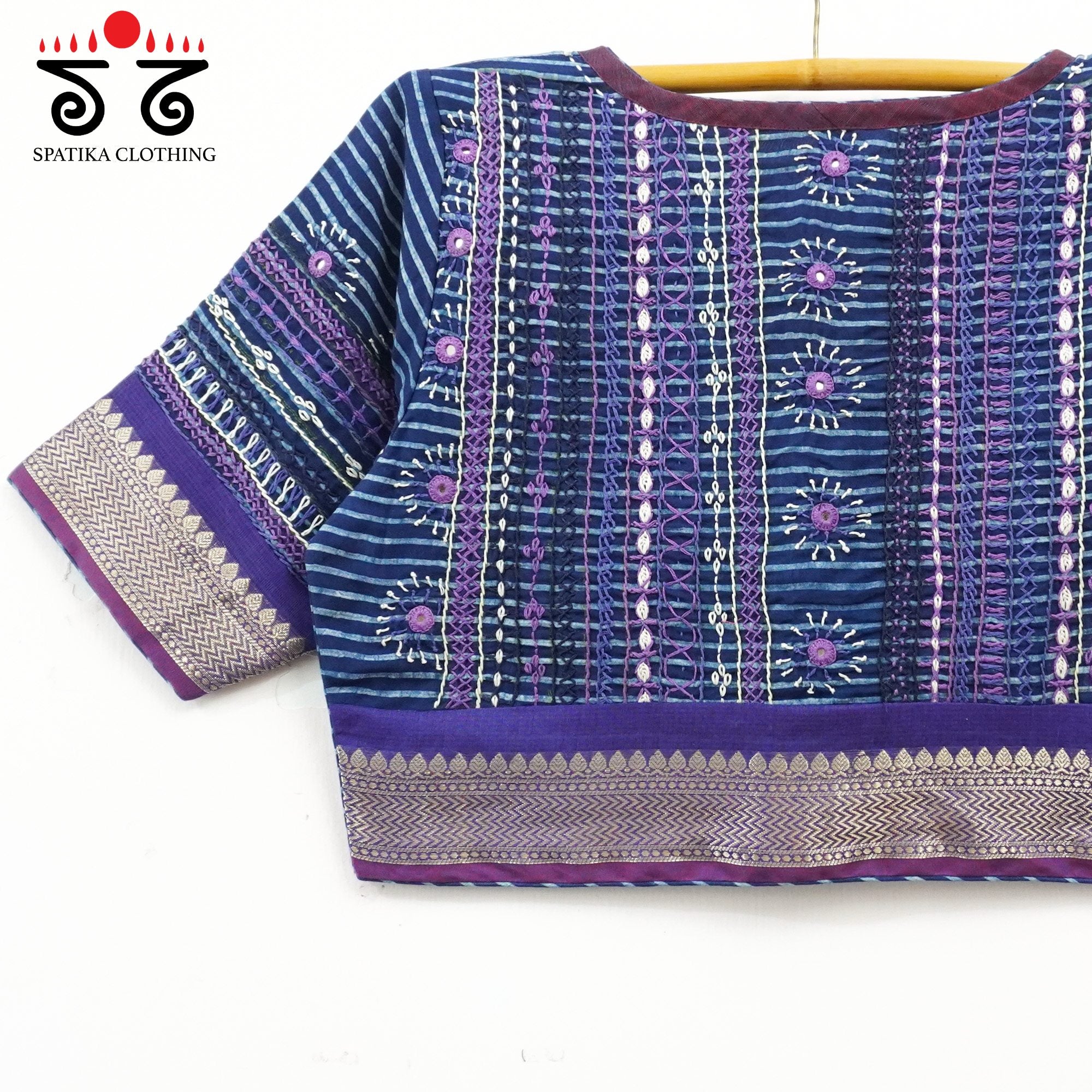 Blue Kashi Modal Silk - Festive Lambani Blouse