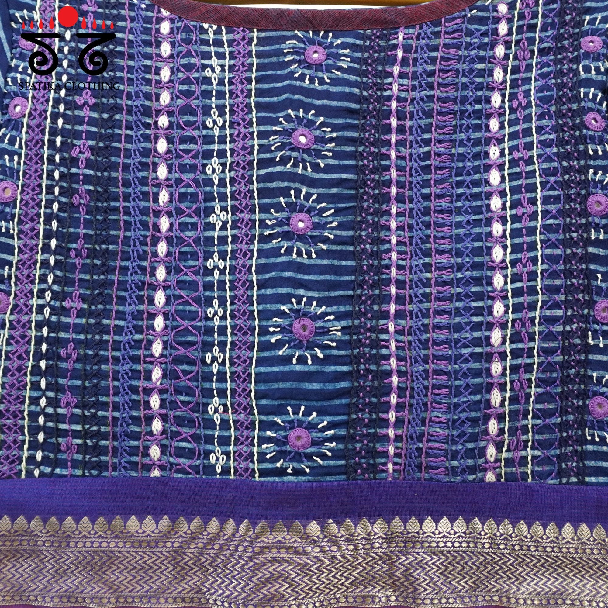 Blue Kashi Modal Silk - Festive Lambani Blouse