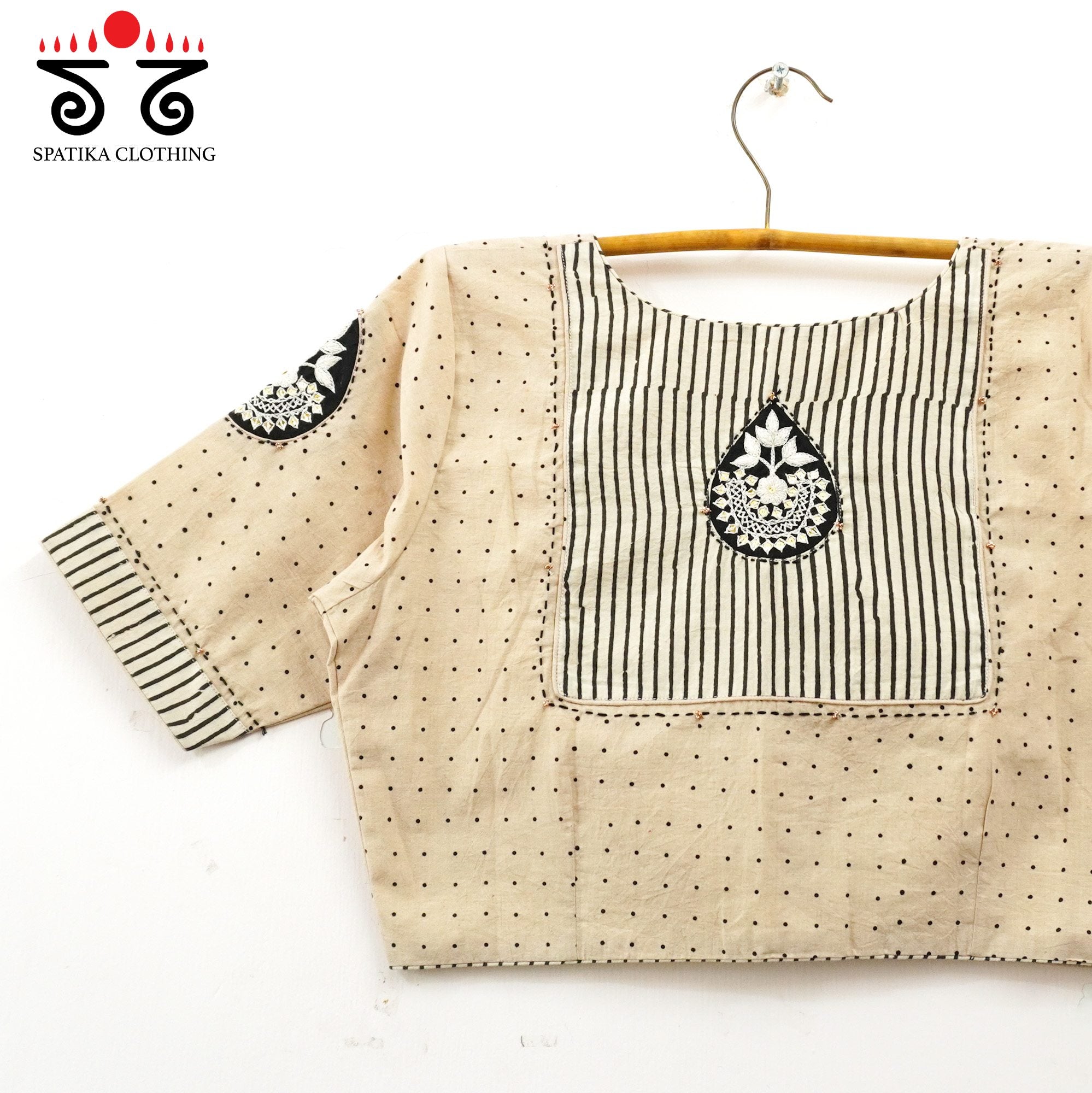 Off-White Inlay & Yoke handcrafted blouse in natural dyes
