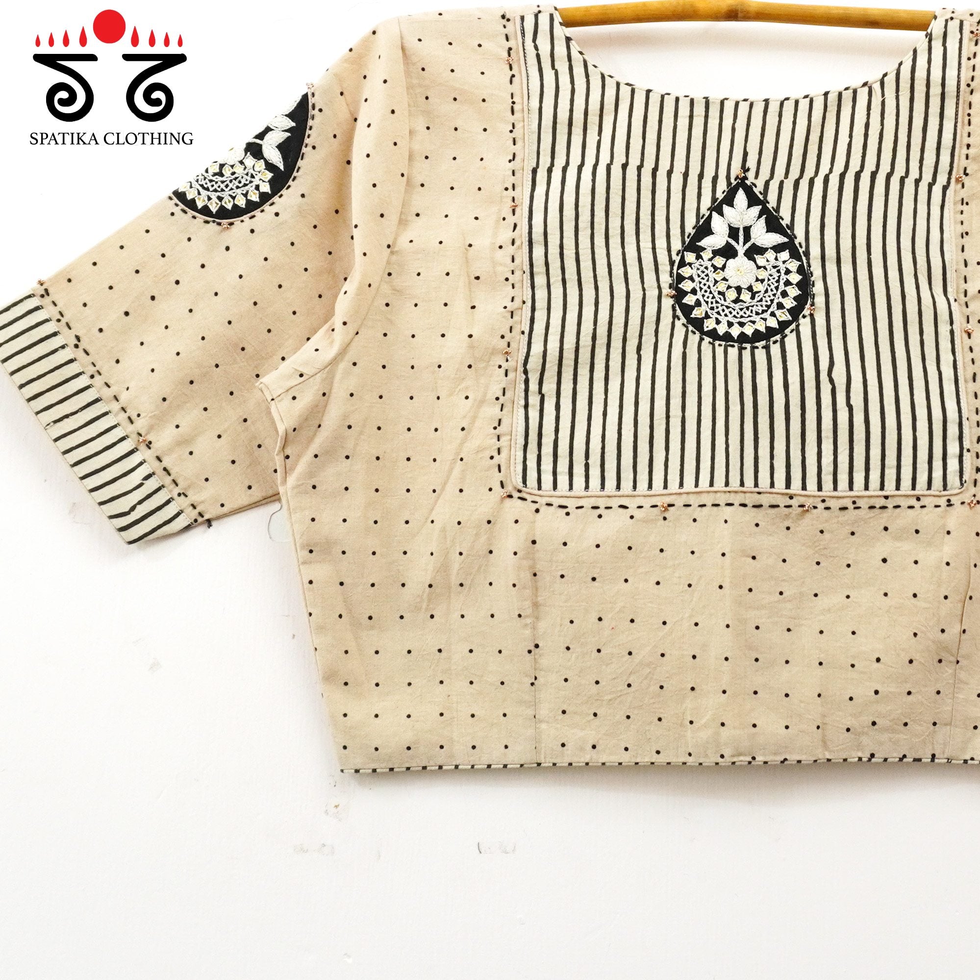 Off-White Inlay & Yoke handcrafted blouse in natural dyes
