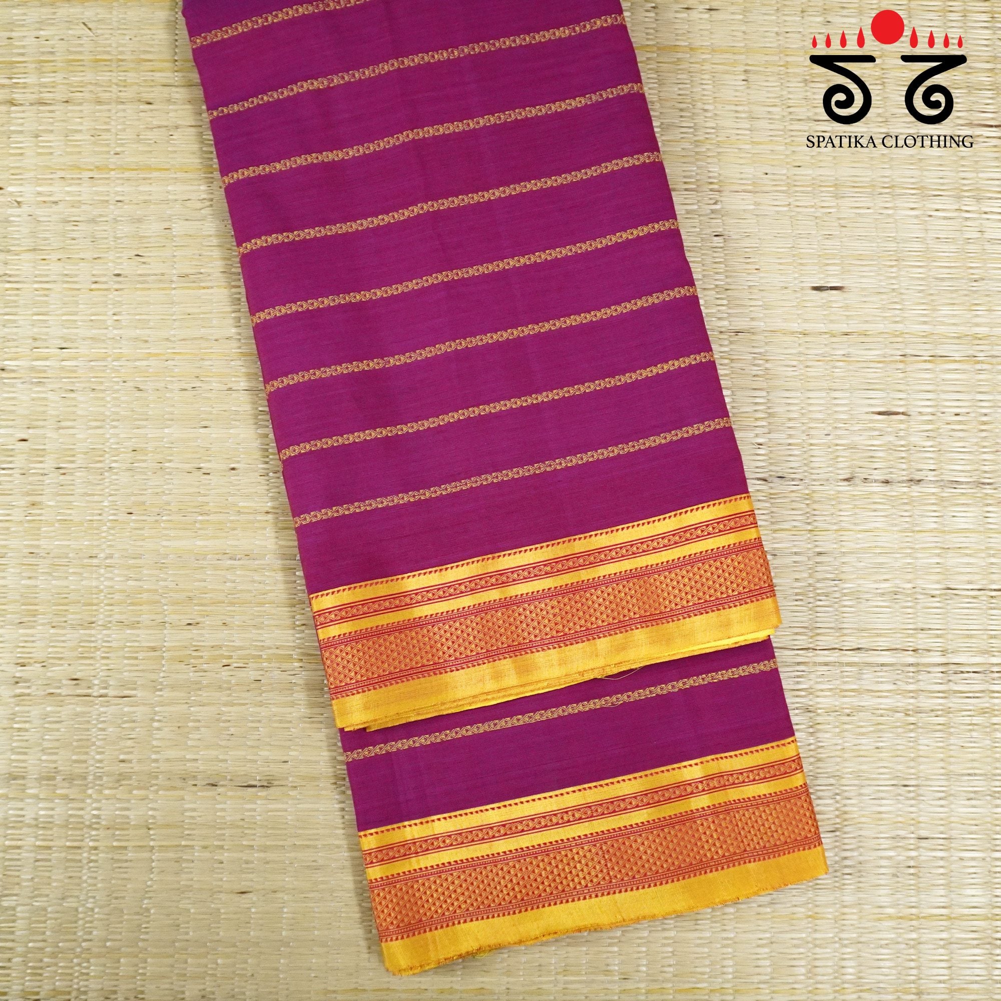 Magenta Ilkal Handwoven Cotton Saree - Silk Pallu