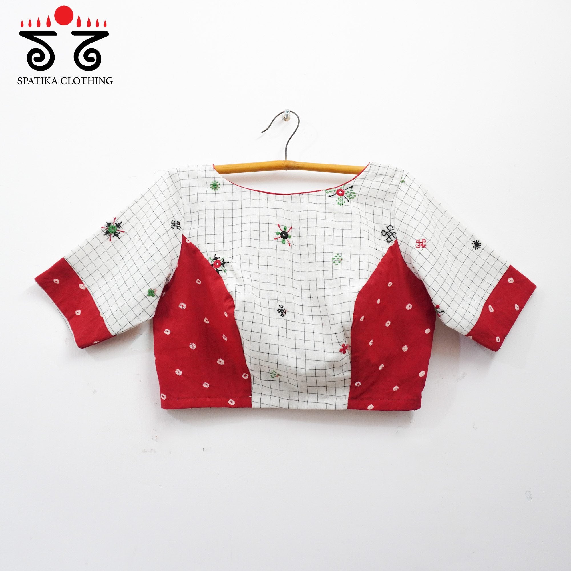 White Lambani Bandhani Checkered Blouse