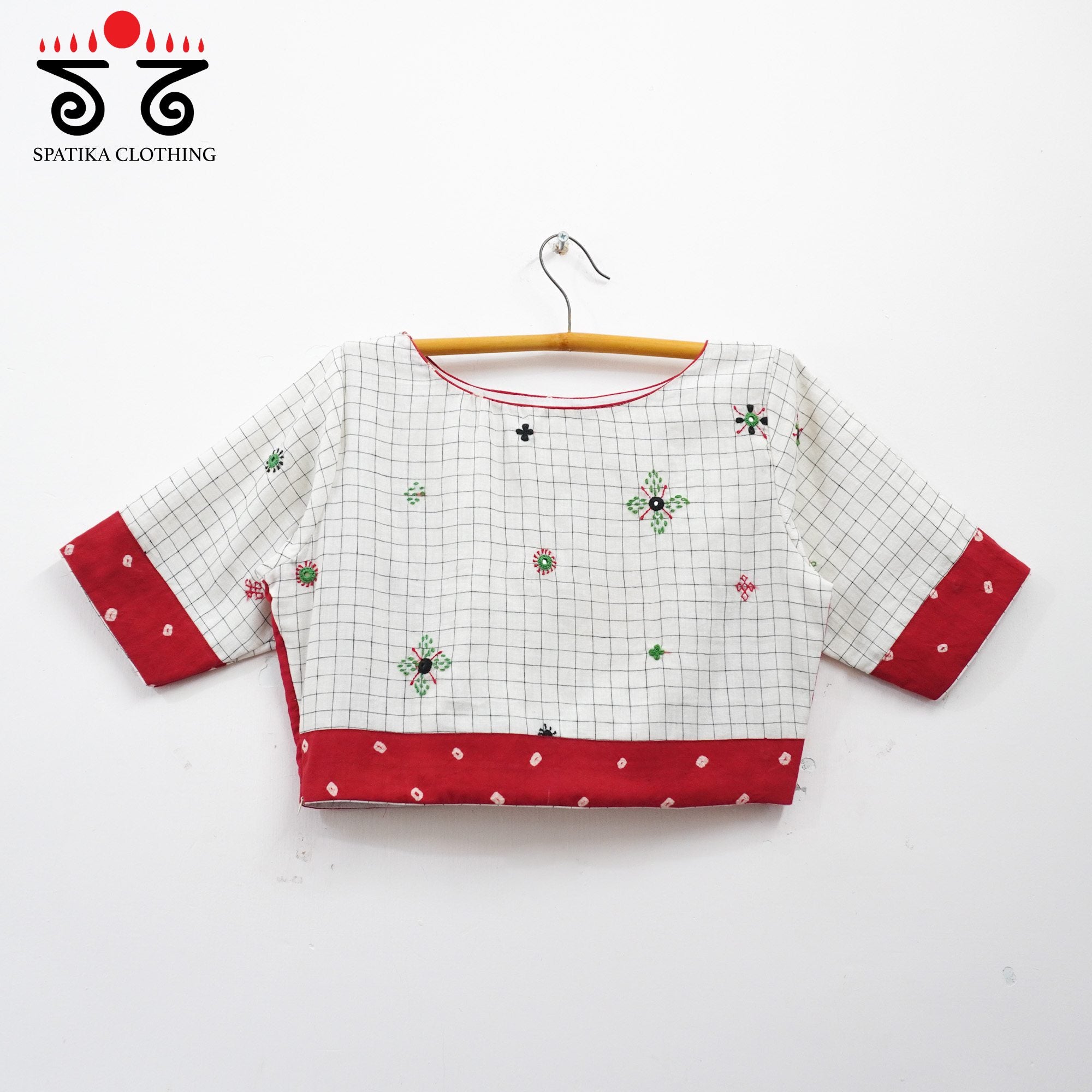White Lambani Bandhani Checkered Blouse