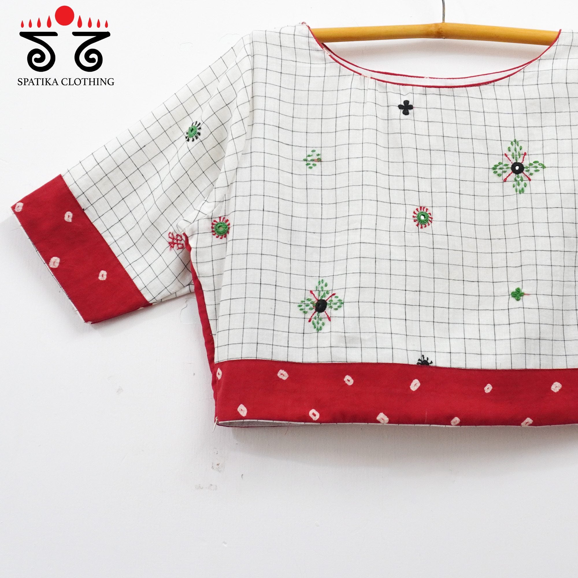 White Lambani Bandhani Checkered Blouse