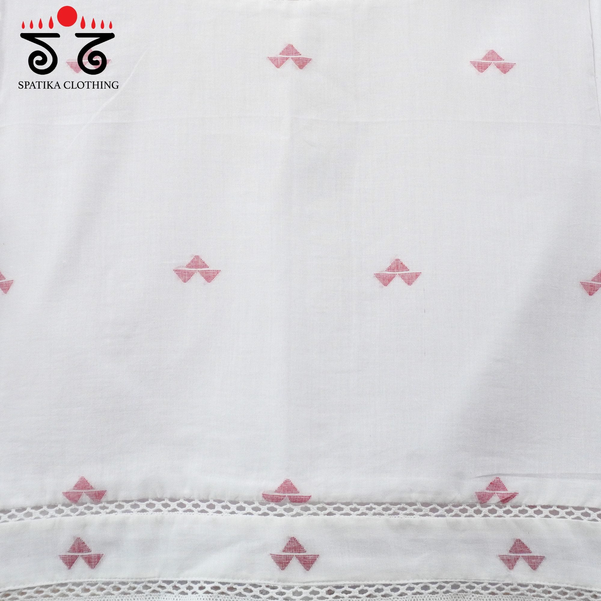Jamdhani Lace Blouse - Red Butta