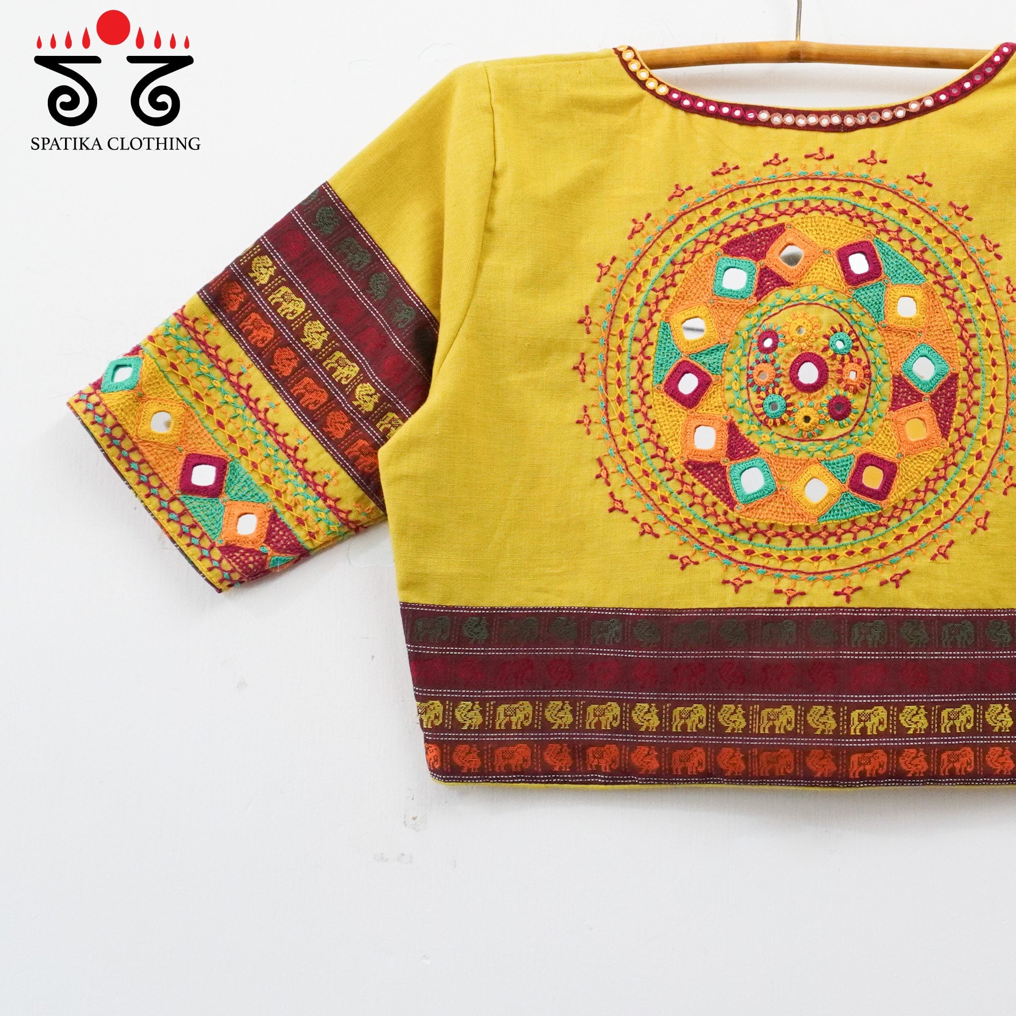Yellow Festive Lambani Khun Handcrafted Blouse