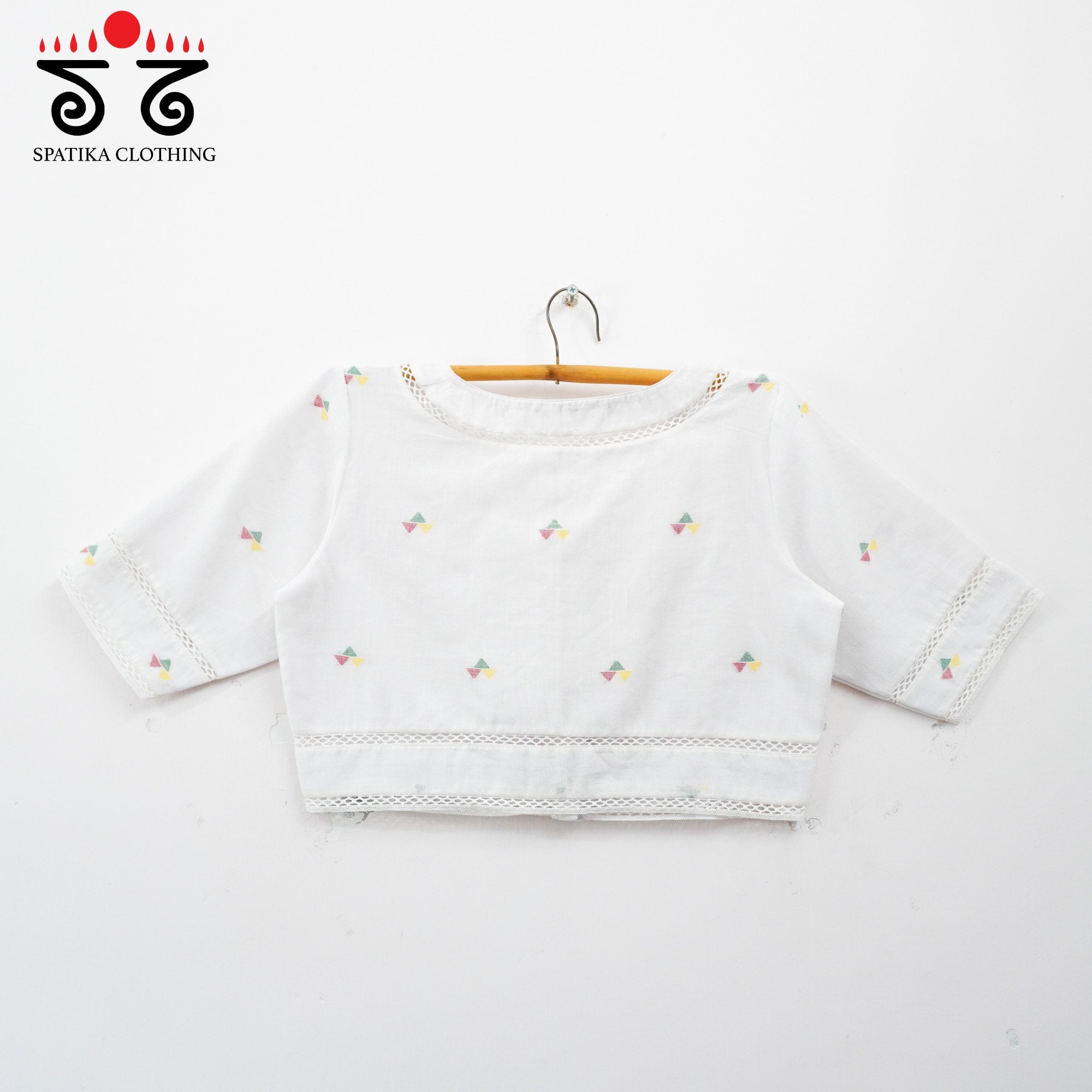 Jamdhani Lace Blouse - Multi Butta