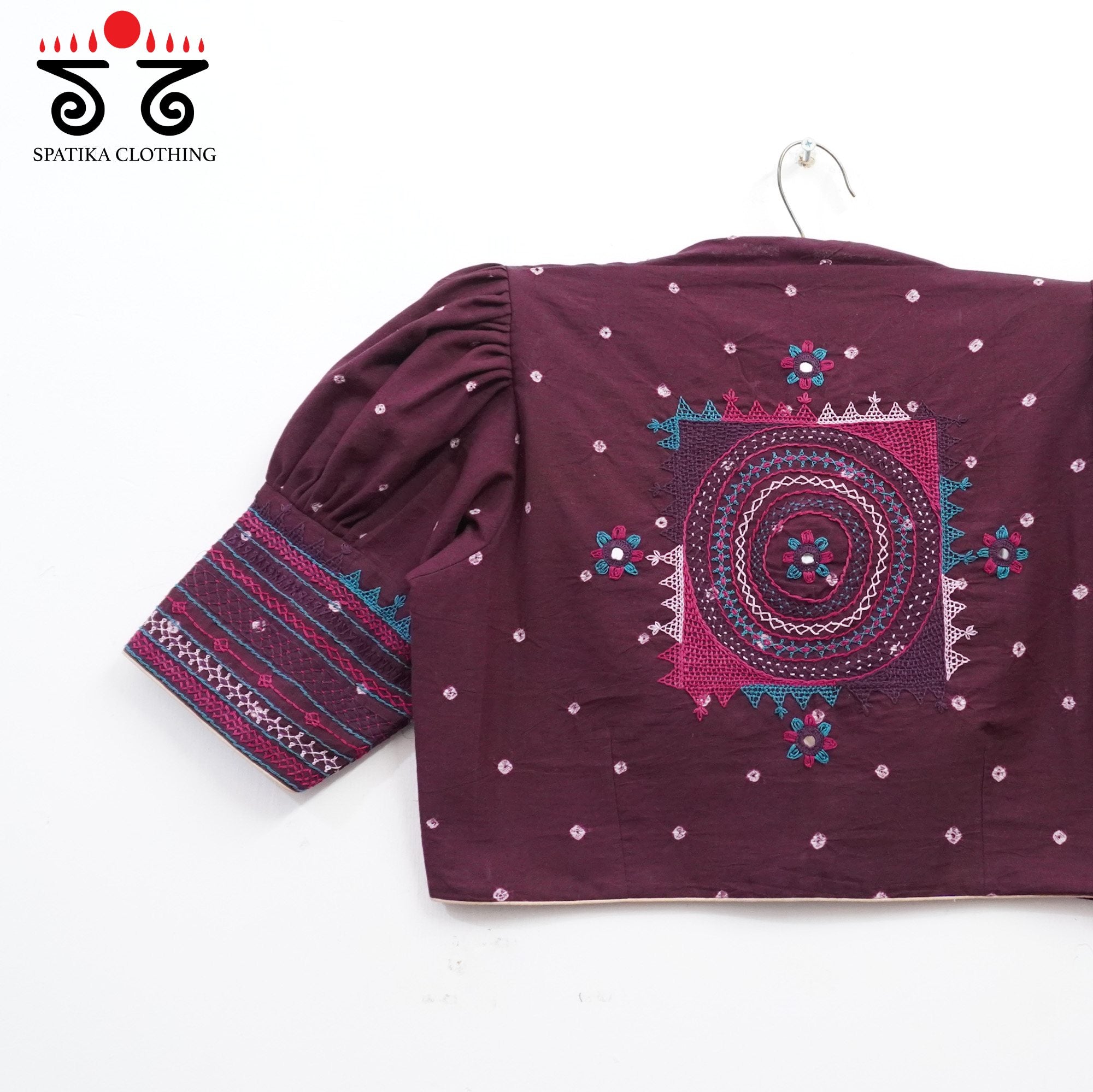 Dark Maroon Lambani - Bandhani blouse