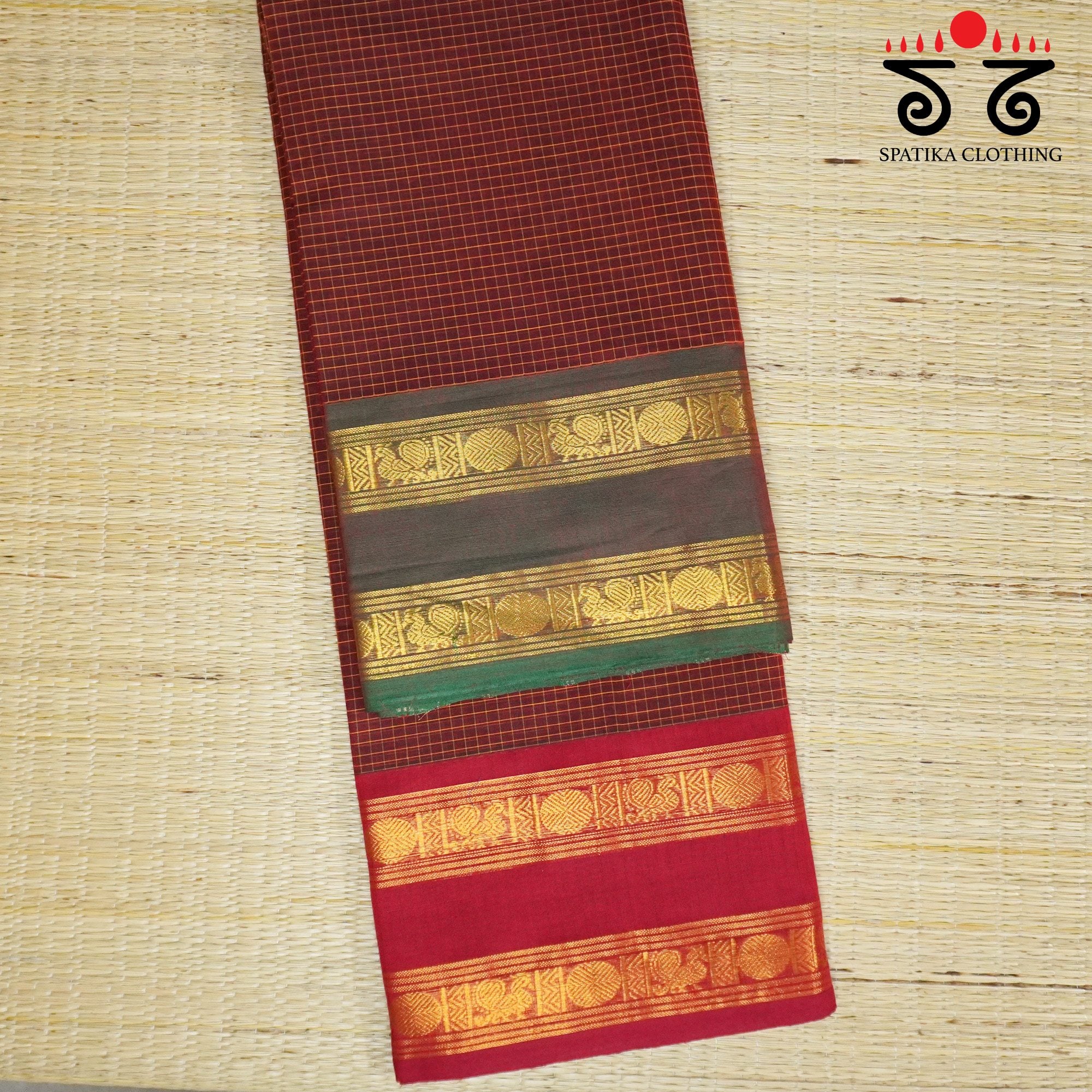 Maroon Chettinad Cotton Saree