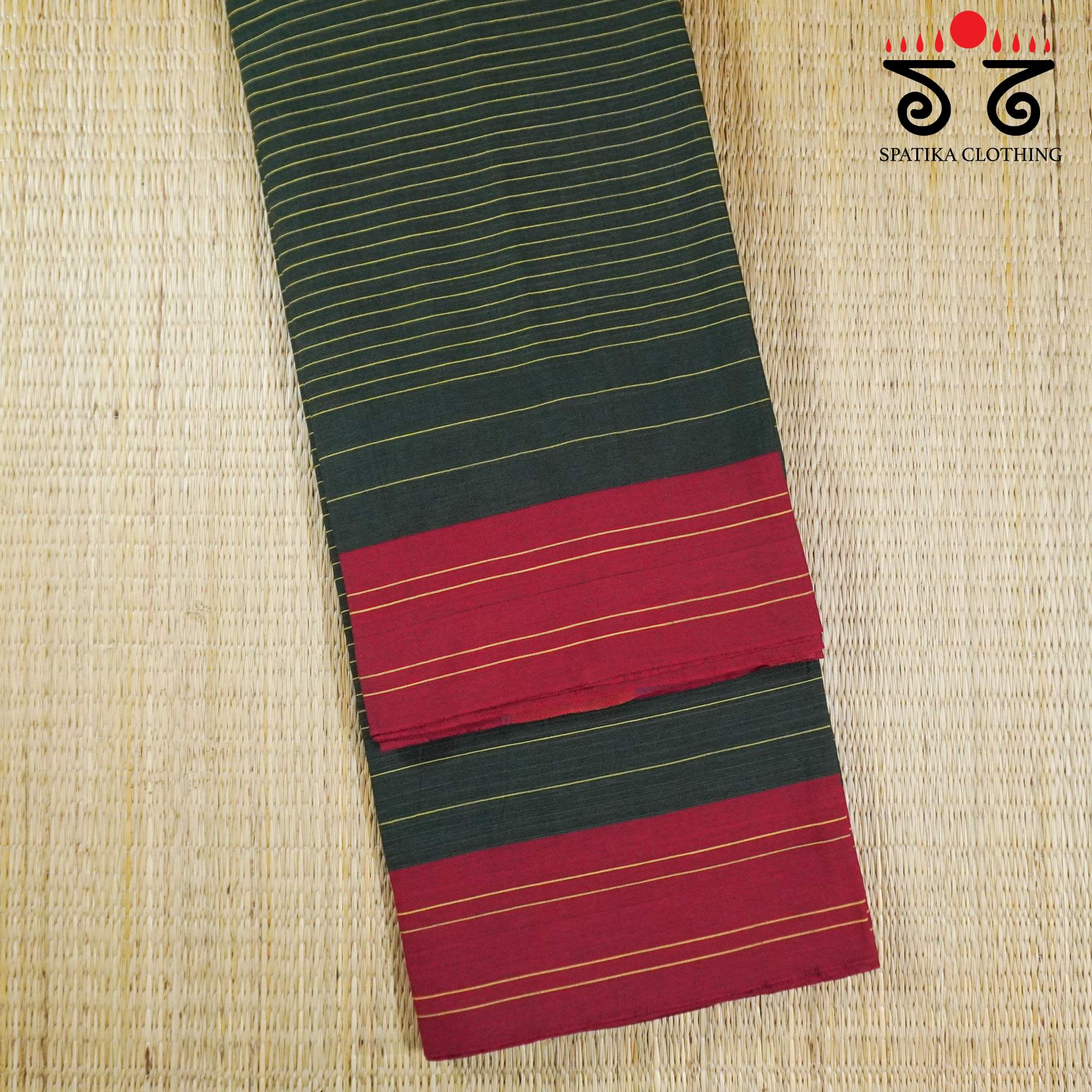 Dark Green Ilkal Handwoven Cotton Saree - Special Edition