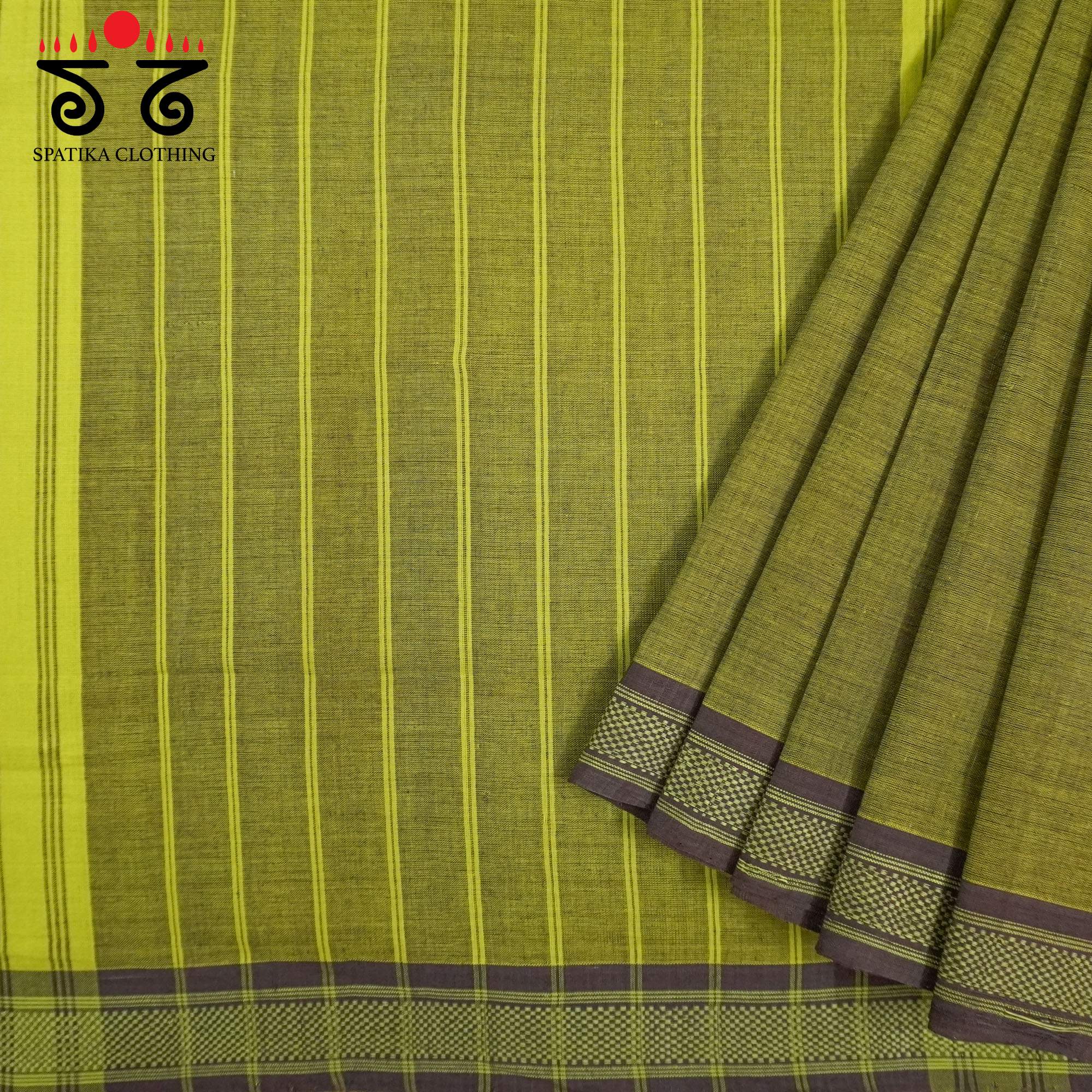 Green Andhra Handwoven Cotton Saree