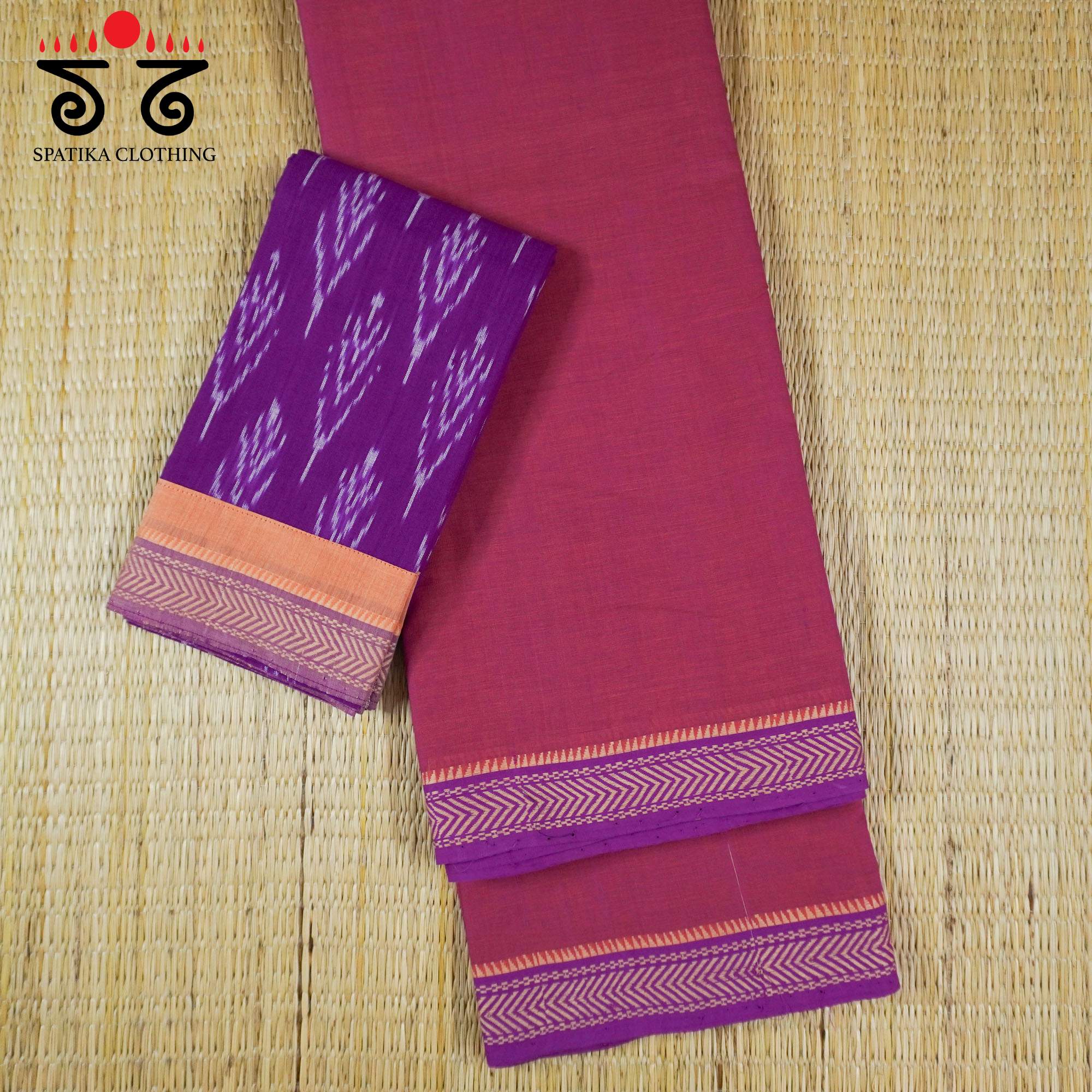 Magenta Andhra Cotton Saree with Special Blouse