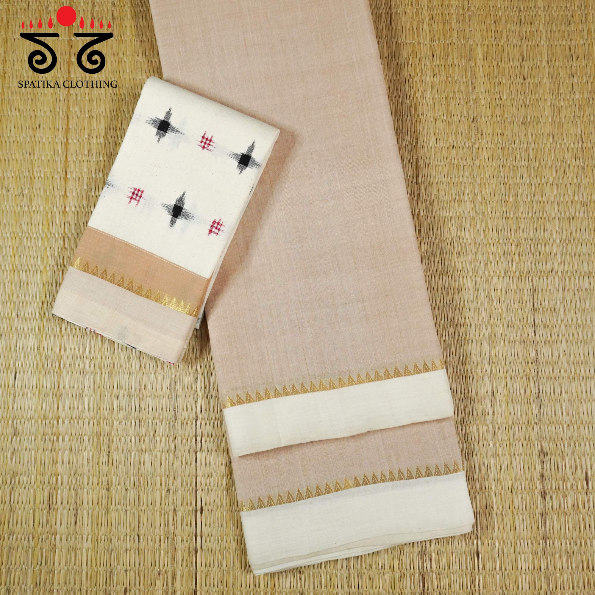 Light Beige Andhra Cotton Saree With Special Blouse